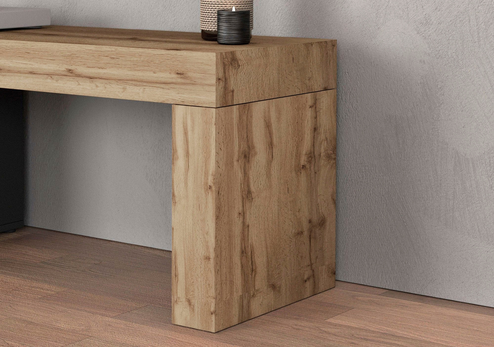OTTO home Lowboard »Chronos TV-Board, TV-Schrank« Breite verstellbar von 190 bis 350 cm, 1 Stk. tlg. Breite 270 cm TV-Board,Lowboard,1 Klappe und ein L-Förmiger Aufsatz