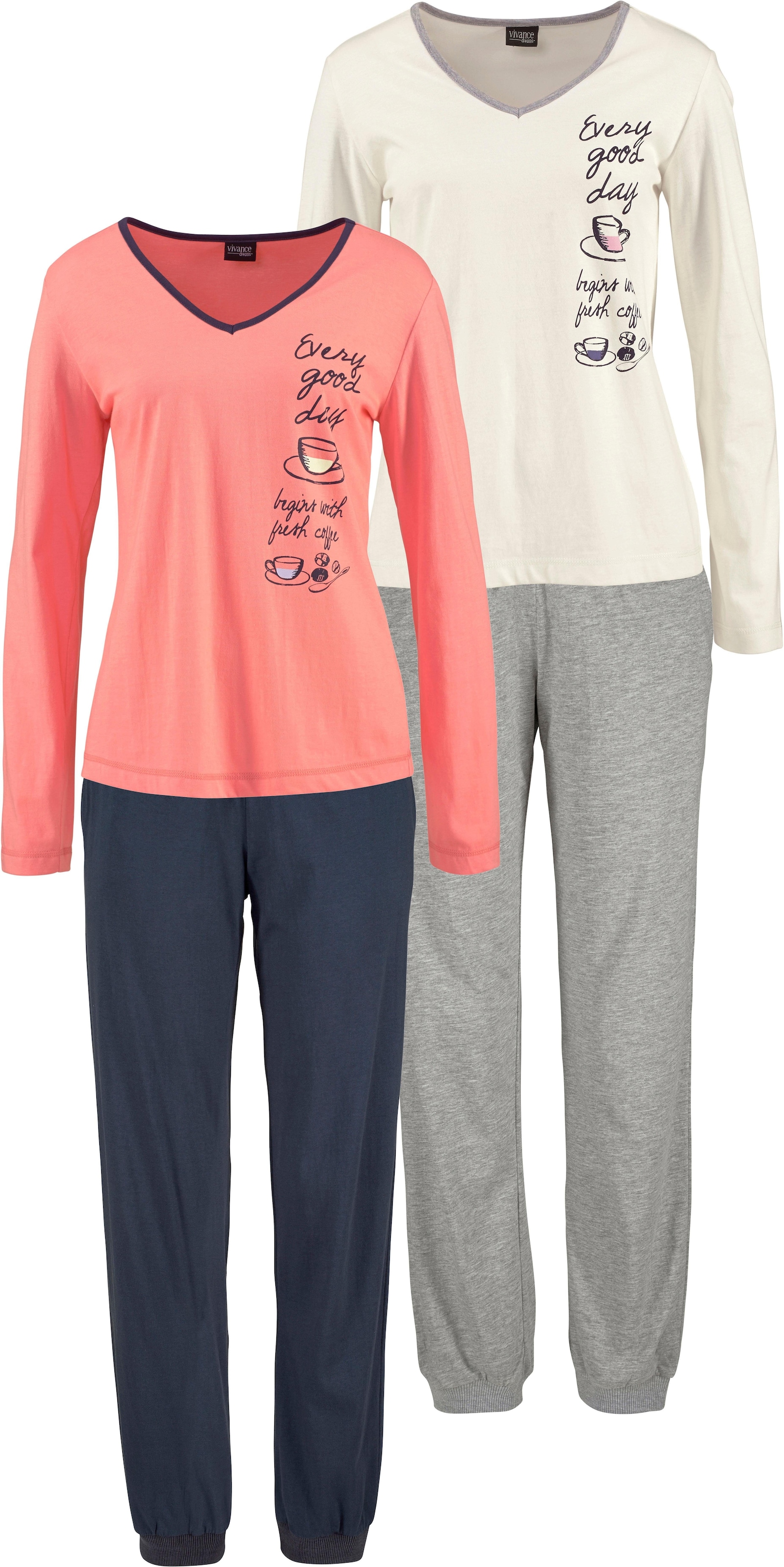 Vivance Dreams Pyjama, (4 tlg., 2 Stück), mit seitlichem Print kaufen  online bei OTTO