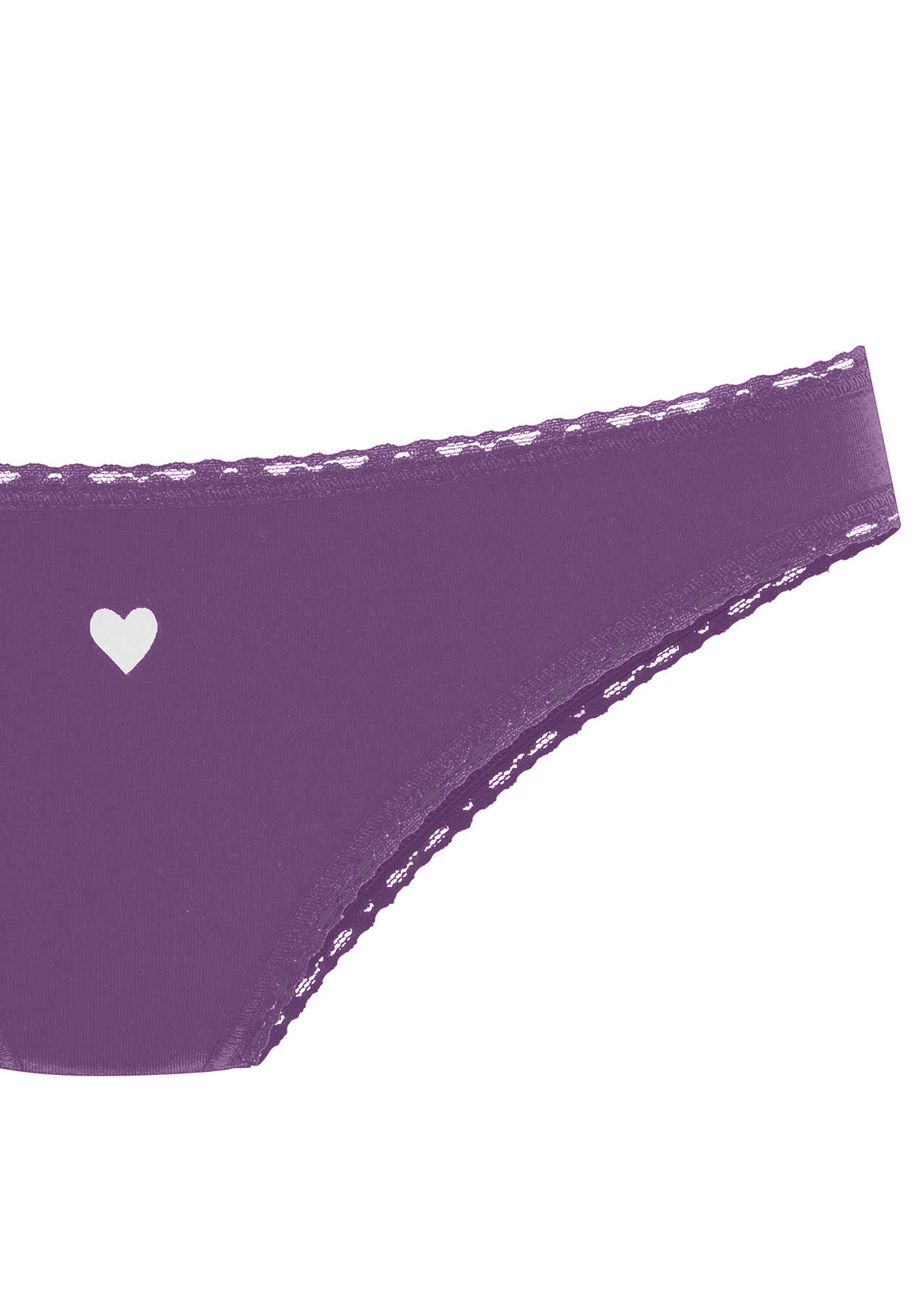 LASCANA Brasilslip, (5er-Pack), mit süßen Herzchen-Prints und aus elastischer Baumwoll-Qualität