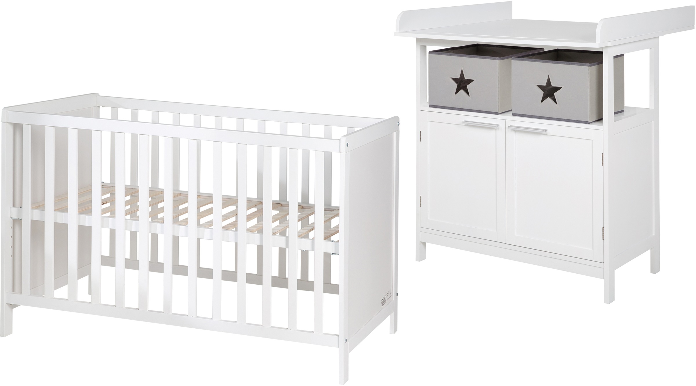 Roba Babymobel Set Hamburg Spar Set 2 St Mit Kinderbett Und Wickelkommode Mit 2 Turen Bei Otto