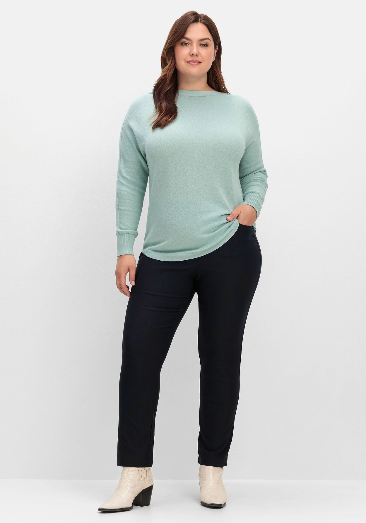 Sheego Strickpullover »Pullover mit U-Boot-Ausschnitt«