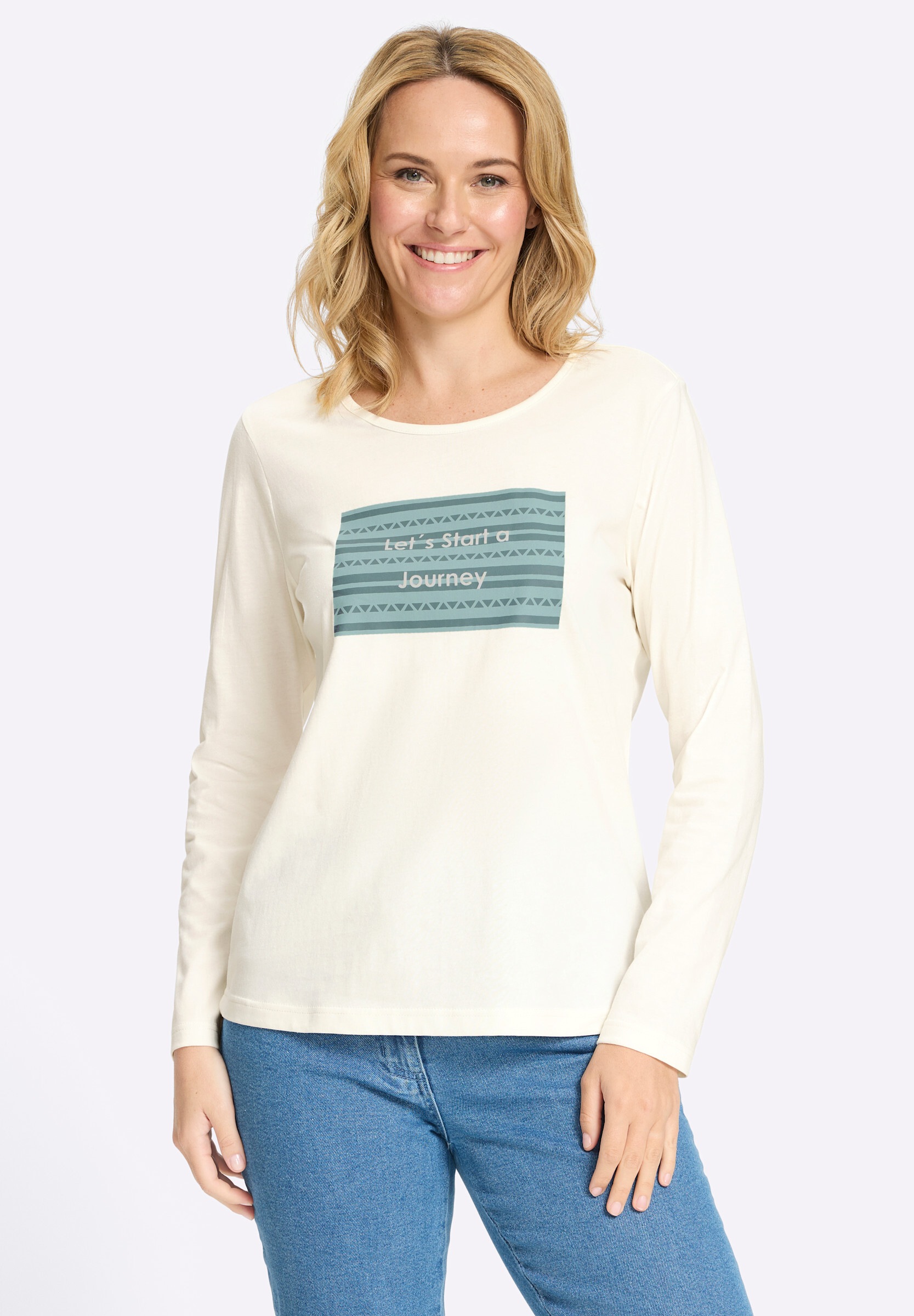 Sieh an! T-Shirt »Rundhals-Shirt Rundhalsshirt mit Schriftzug«