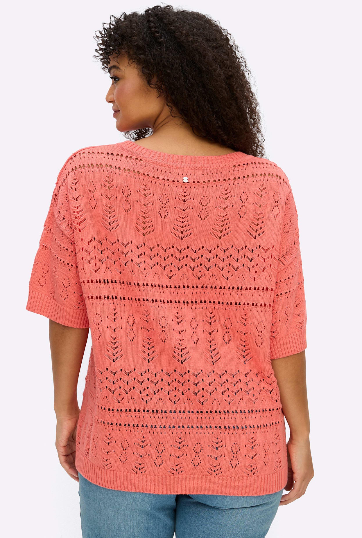 Sheego Ajourpullover »Kurzarm-Pullover«