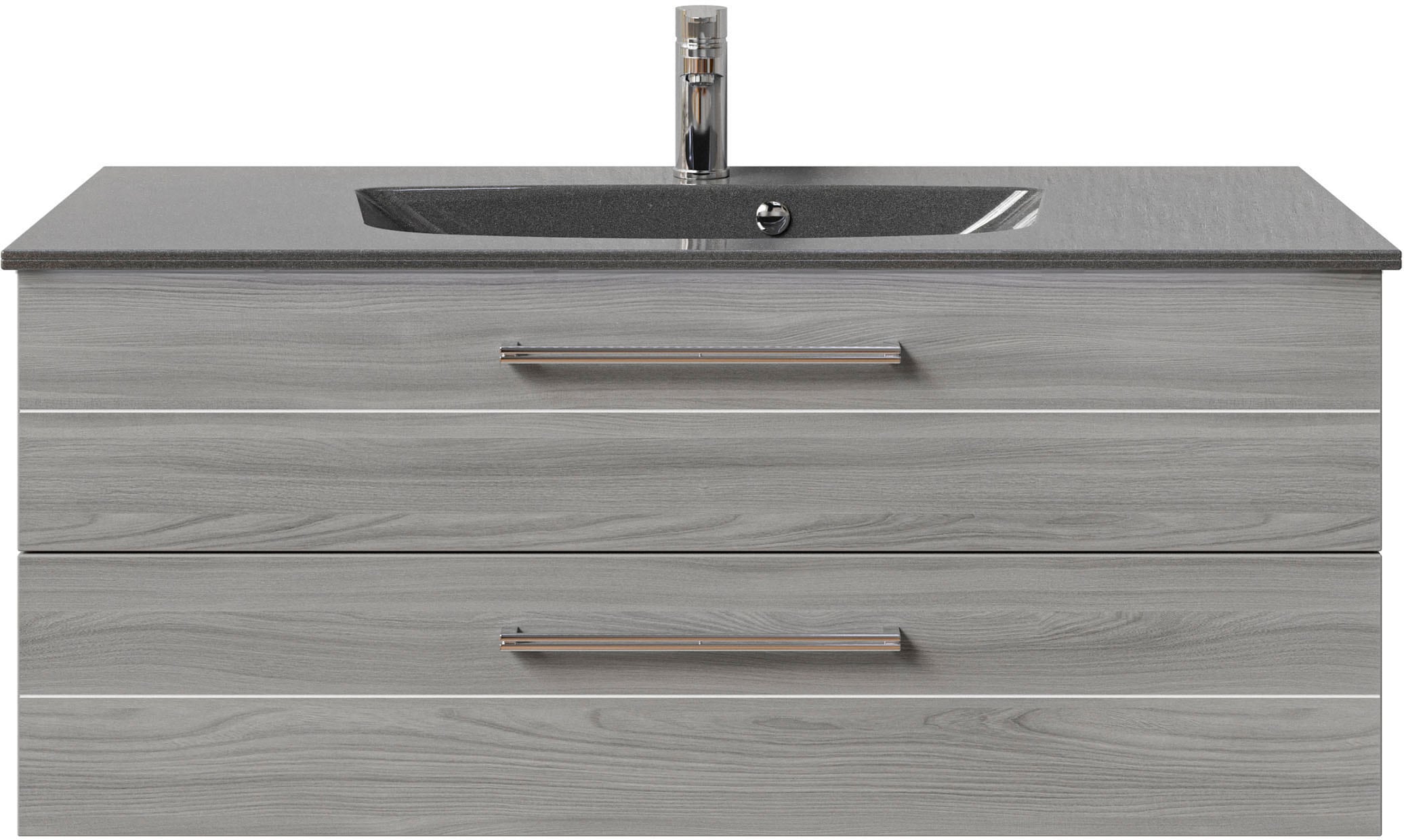 Saphir Waschtisch »Serie 6025 Mineralmarmor-Waschtisch mit Unterschrank, 117 cm breit«, Waschplatz mit 2 Schubladen, hängend, verschiedene Ausführungen