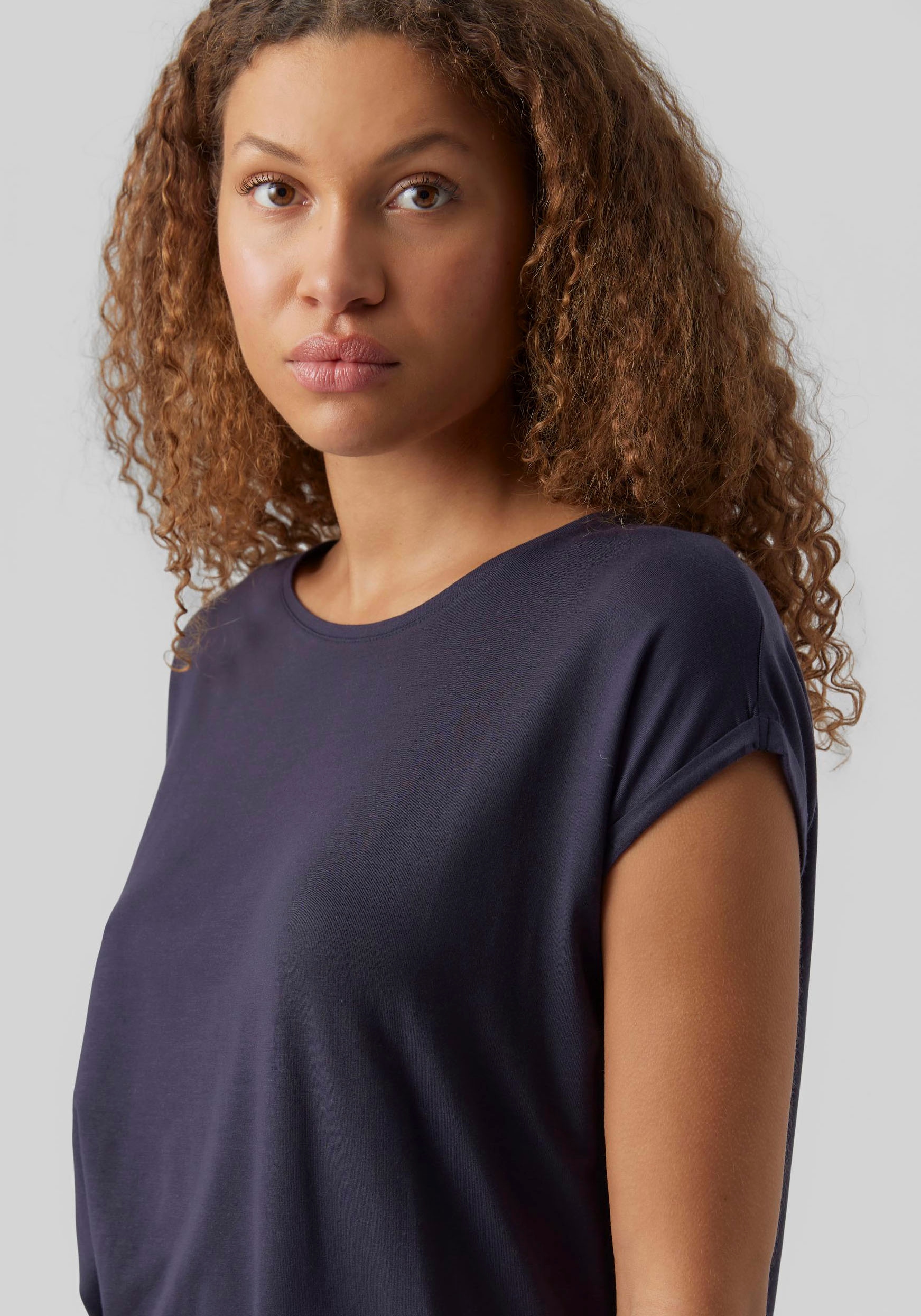 Vero Moda Rundhalsshirt »VMAVA PLAIN SS TOP GAJRS NOOS«