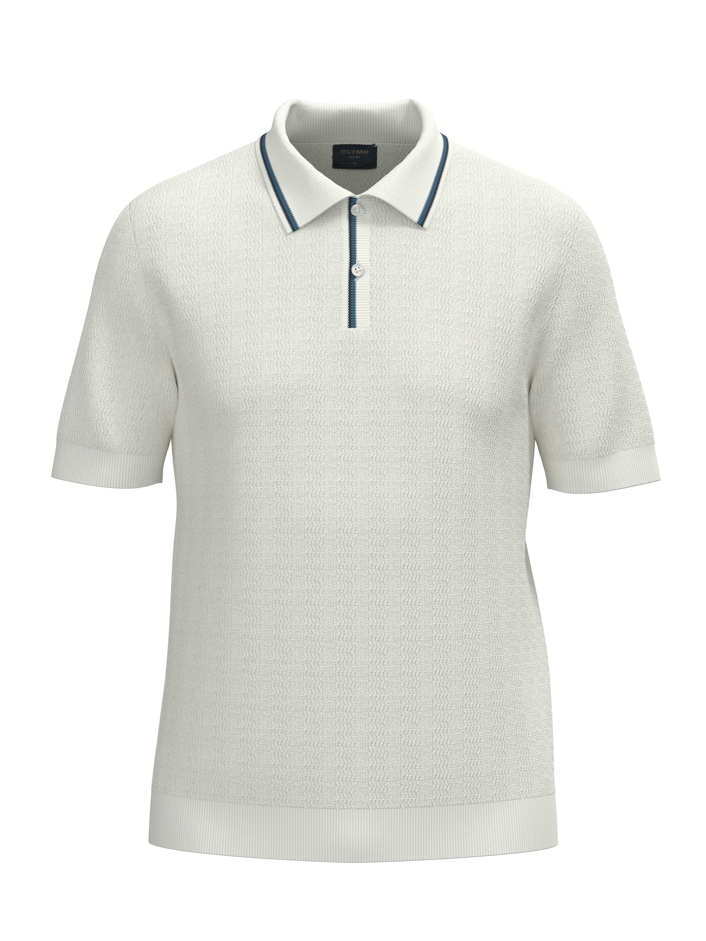 OLYMP Kurzarmshirt mit Flecht-Muster und Polokragen, Strick
