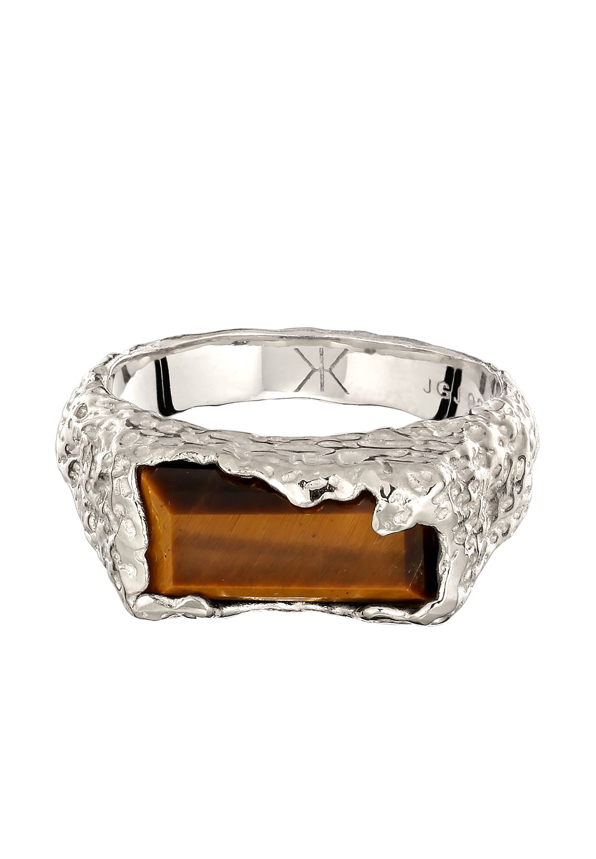Kuzzoi »Ring Rechteck Tiger Eye Organic 925 Sterling Silber«