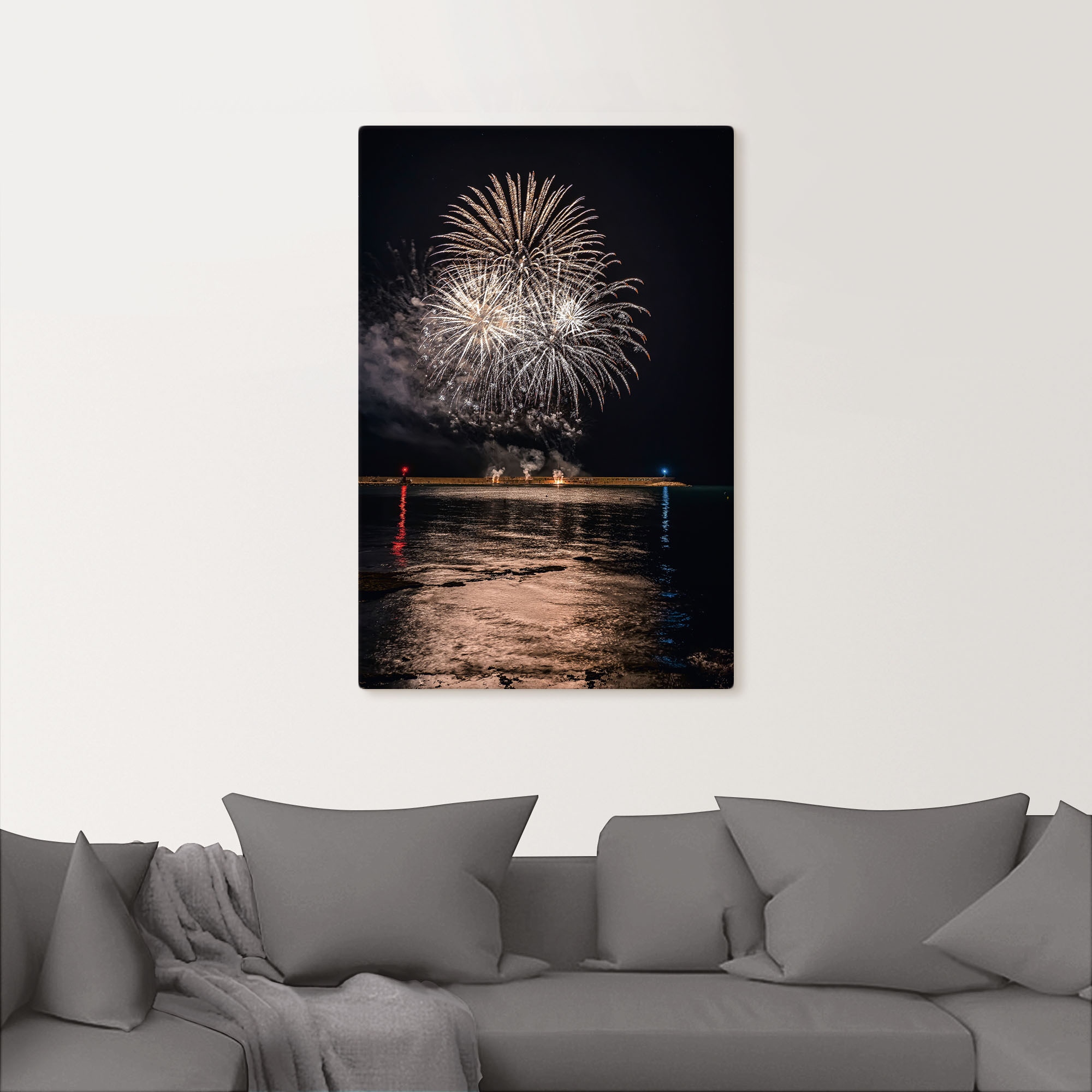 Artland Wandbild »Feuerwerk am Meer«, Himmelsbilder, (1 St.), als Alubild, Leinwandbild, Wandaufkleber oder Poster in versch. Größen
