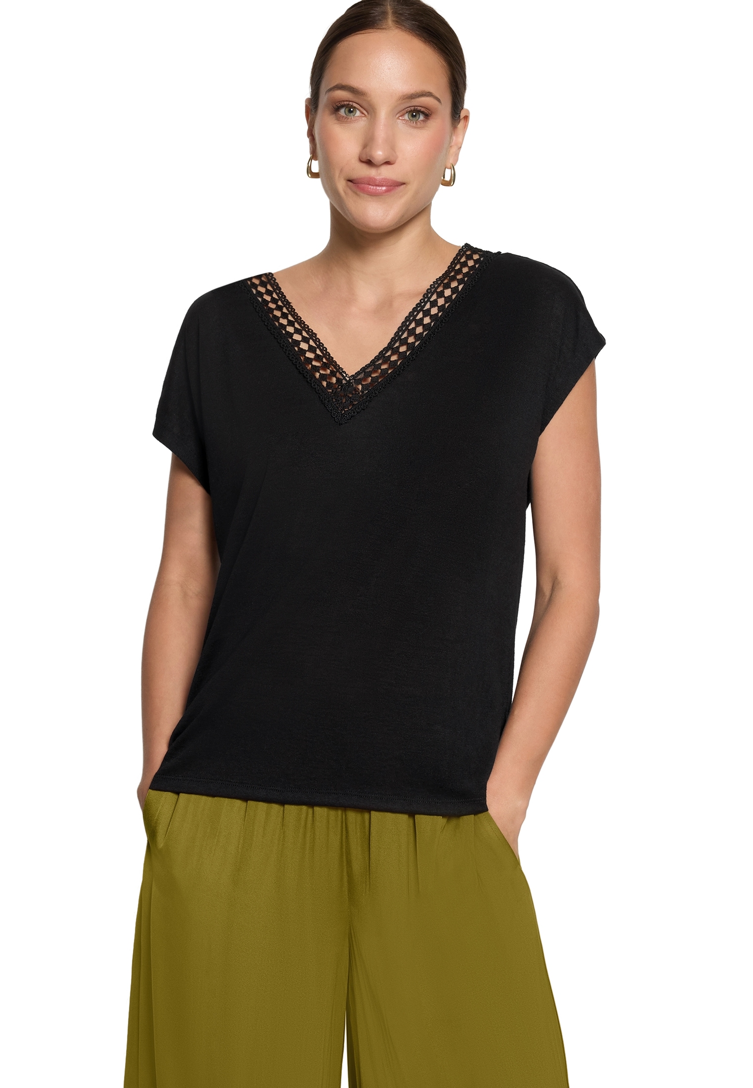 Zero Shirttop »Kurzarm-Shirt mit V-Ausschnitt«