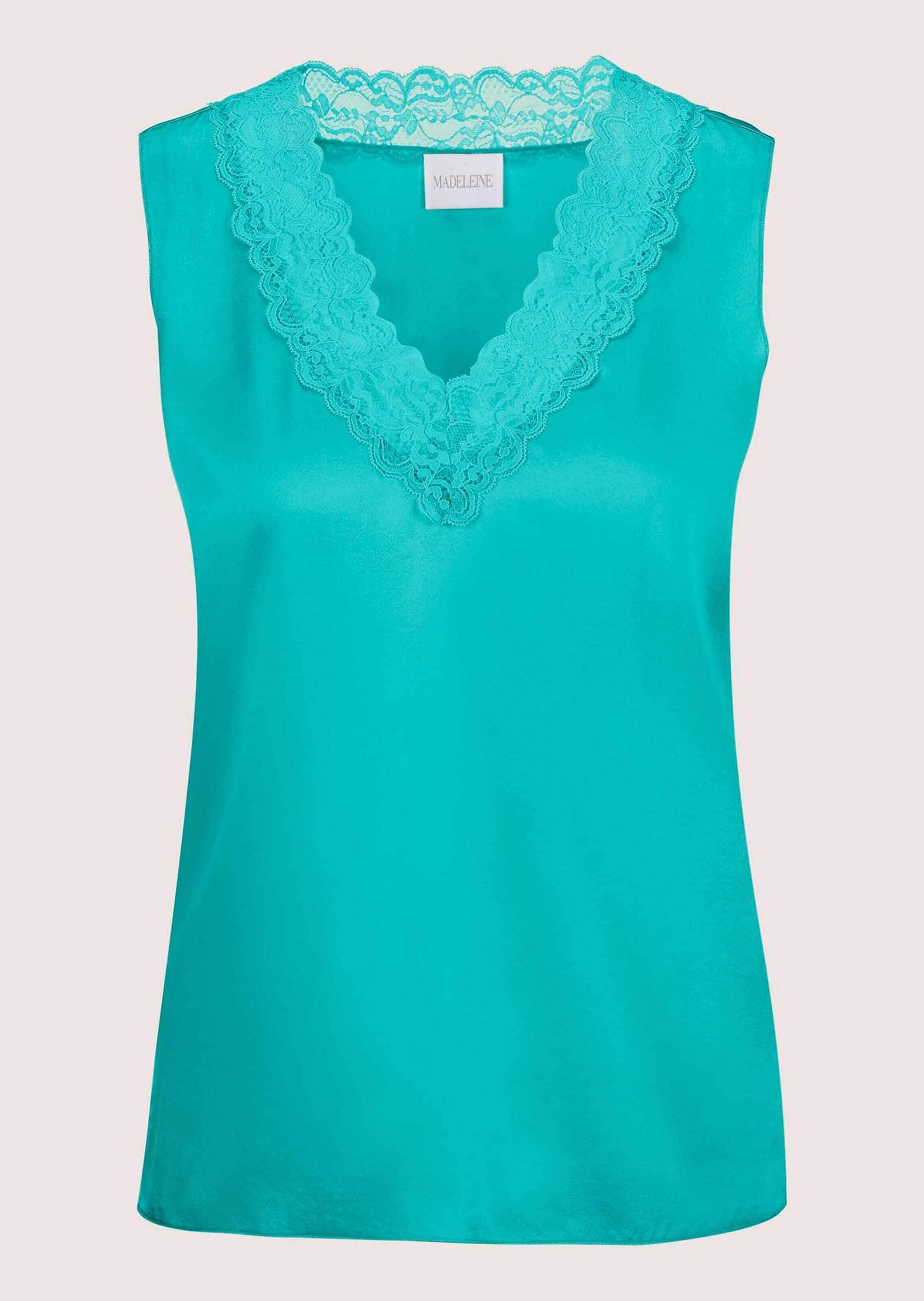 MADELEINE Trägertop »Top Lingerie-Top aus Seidensatin« edle Spitze am Ausschnitt