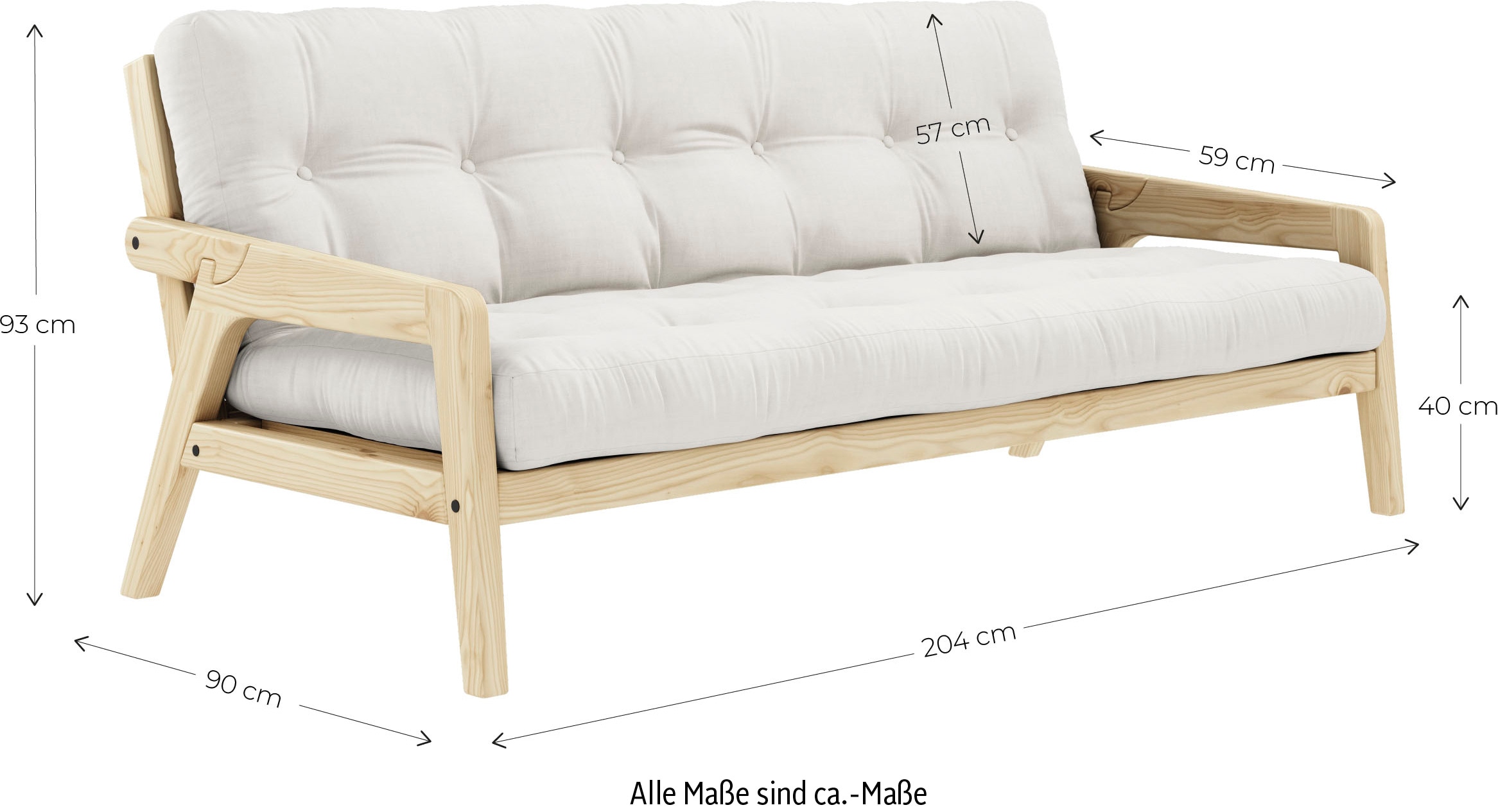 Karup Design Schlafsofa, Mit Holzstruktur, inkl. Futonmatratze, Liegefläche 130x190 cm