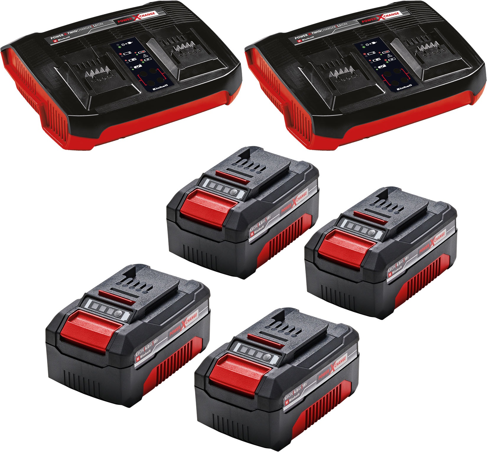 Einhell Akkurasenmäher »GP-CM 36/47 S Li BL (4x4,0Ah)« 4 x 4 Ah Akku und 2 Twincharger