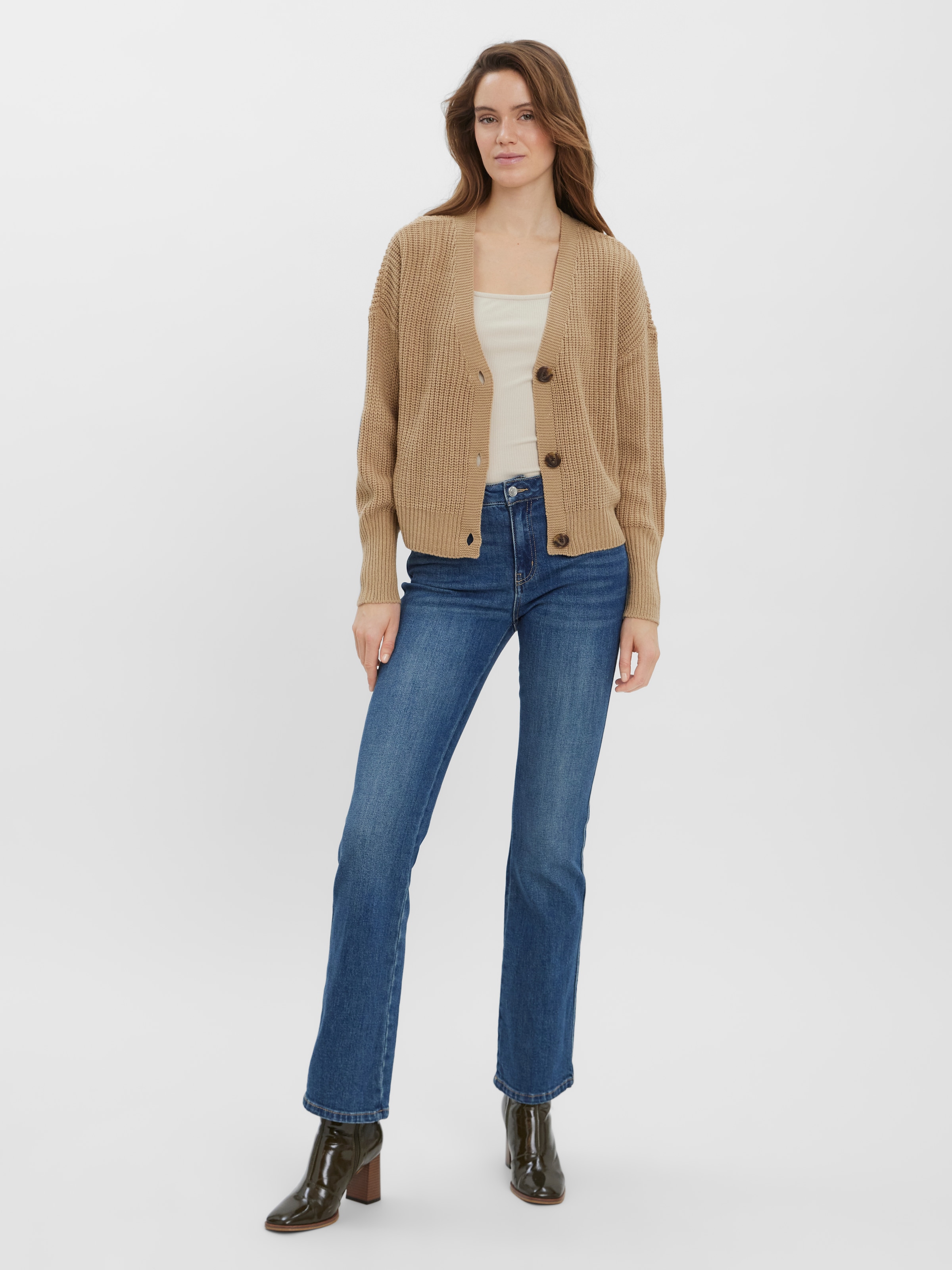 Vero Moda Strickjacke »VMLEA LS V-NECK CUFF CARDIGAN NOOS« Kunstfaser, regular fit