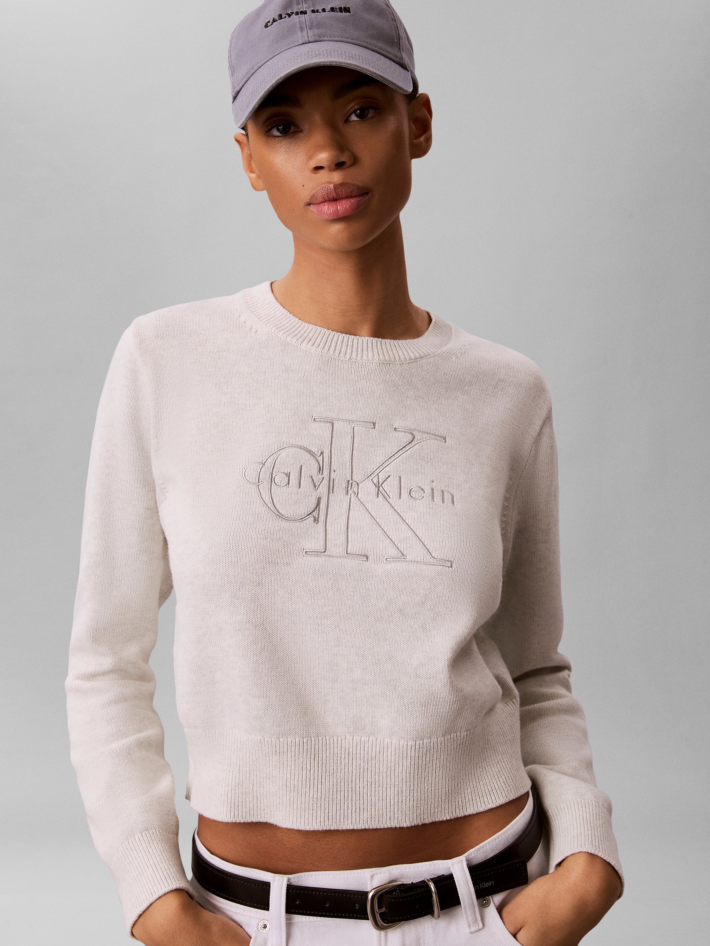 Calvin Klein Jeans Strickpullover Feinstrick, reine Baumwolle, Stickerei