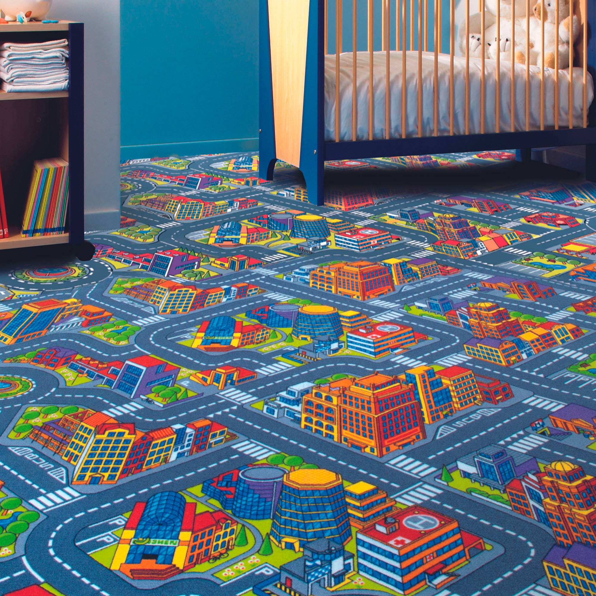 Teppichboden »City«, rechteckig, Spielteppich, Straßenteppich, Breite 200 cm oder 400...