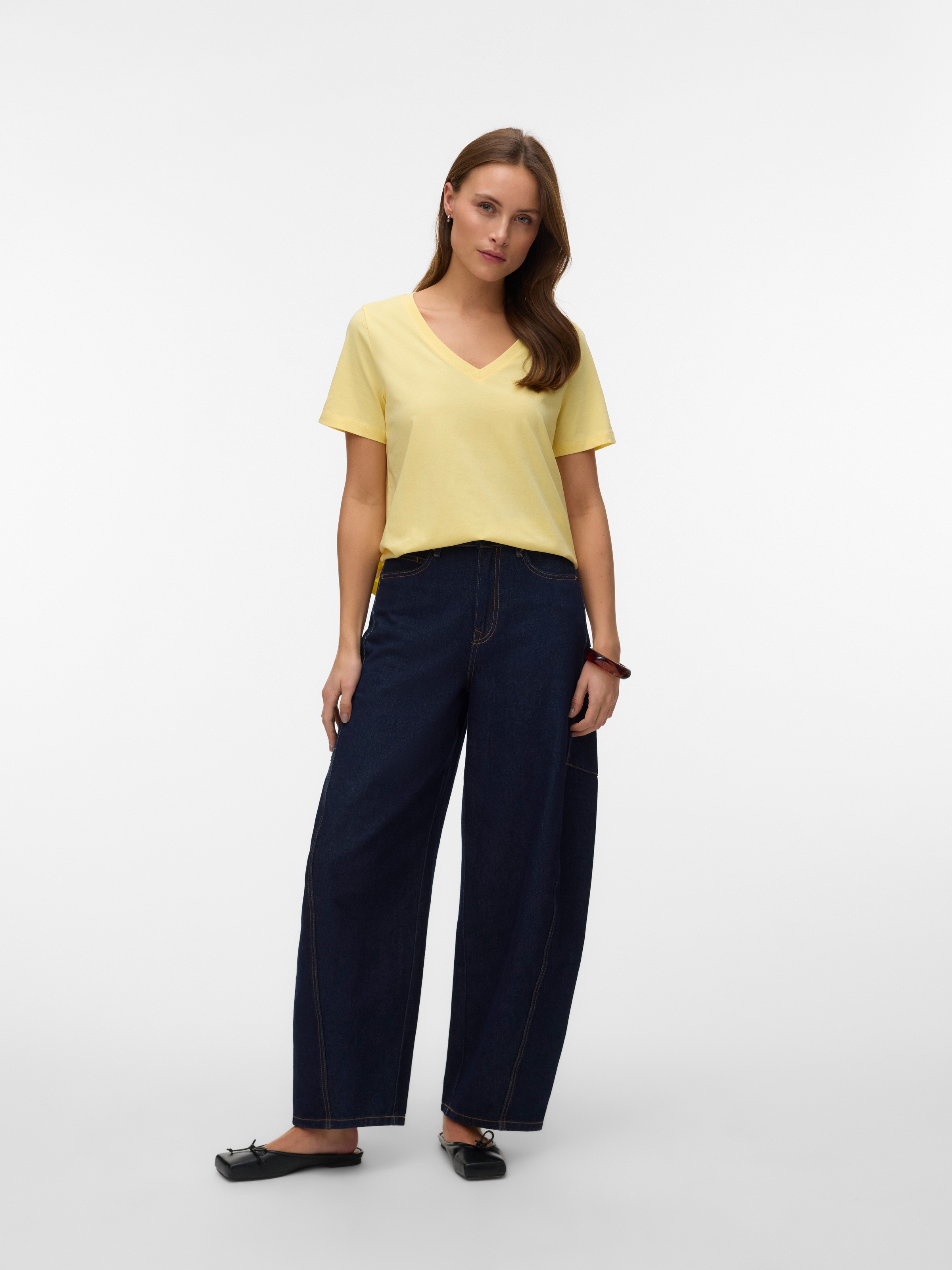 Vero Moda Kurzarmshirt »VMPAULINA SS V-NECK T-SHIRT JRS NOOS« Baumwolle