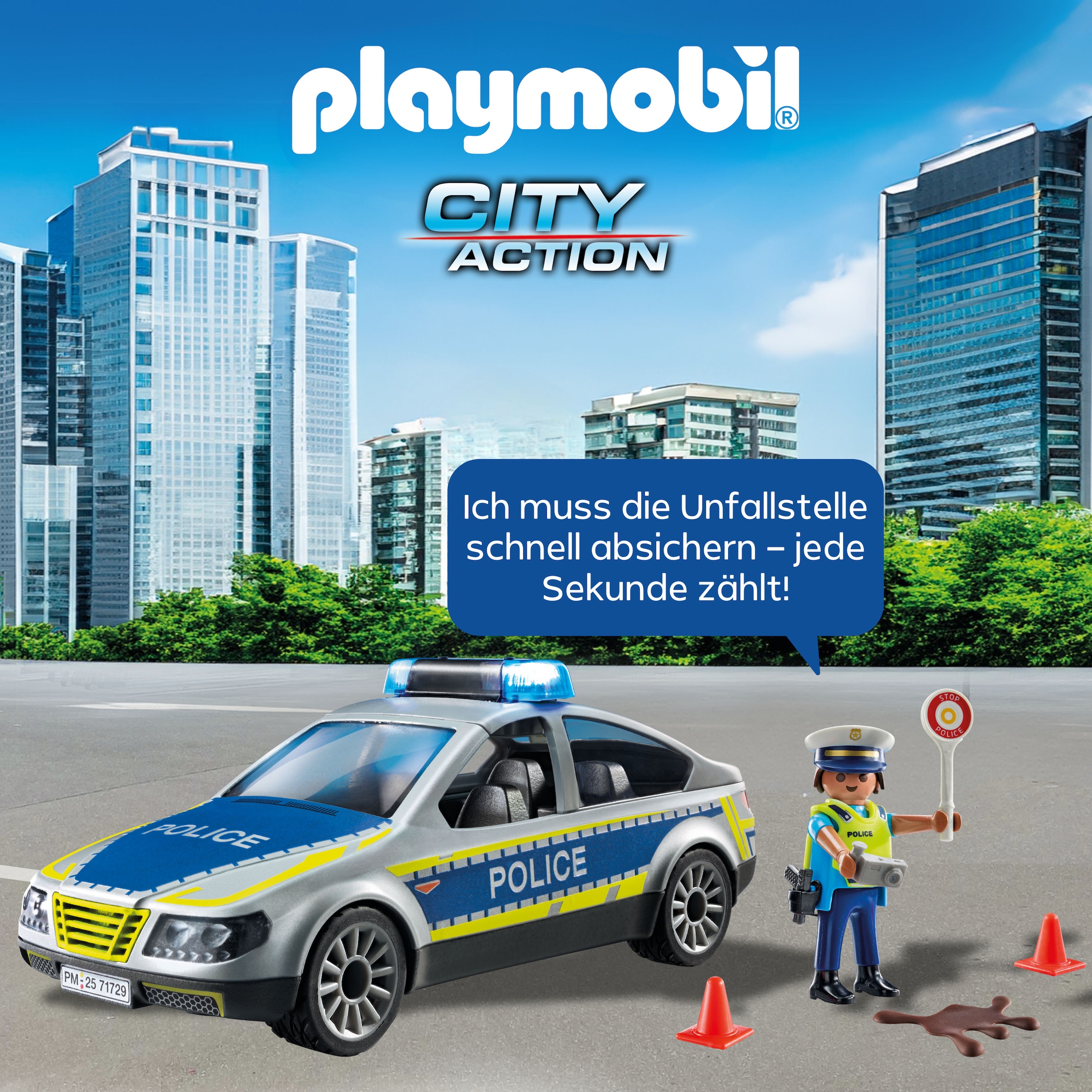 Playmobil® Konstruktions-Spielset »Polizei Streifenwagen (71729), Playmobil Action Heroes«