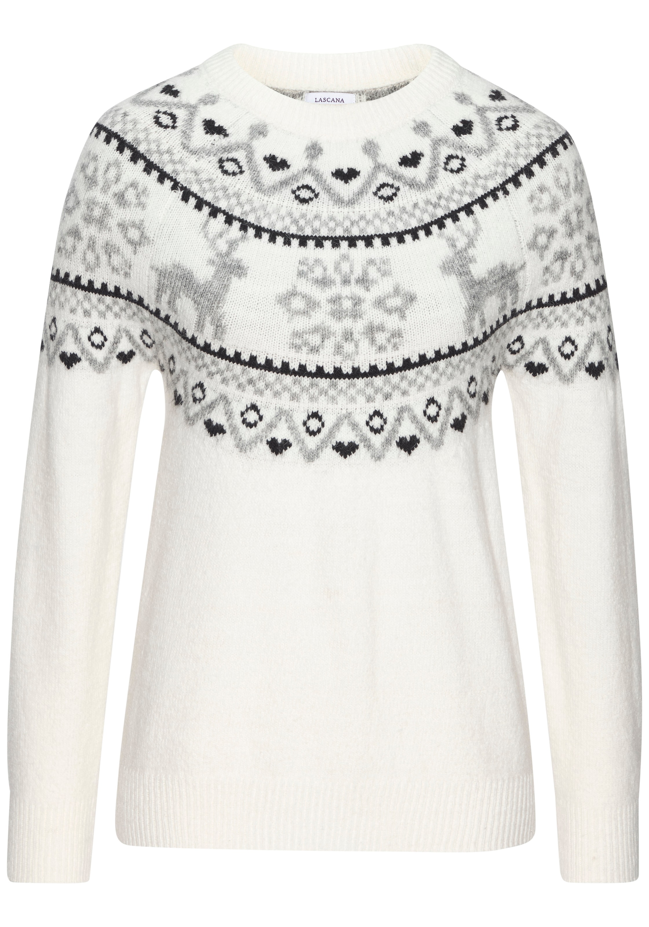 LASCANA Norwegerpullover aus weichem Strick, Weihnachtspullover, Strickpullover mit Wintermotiv
