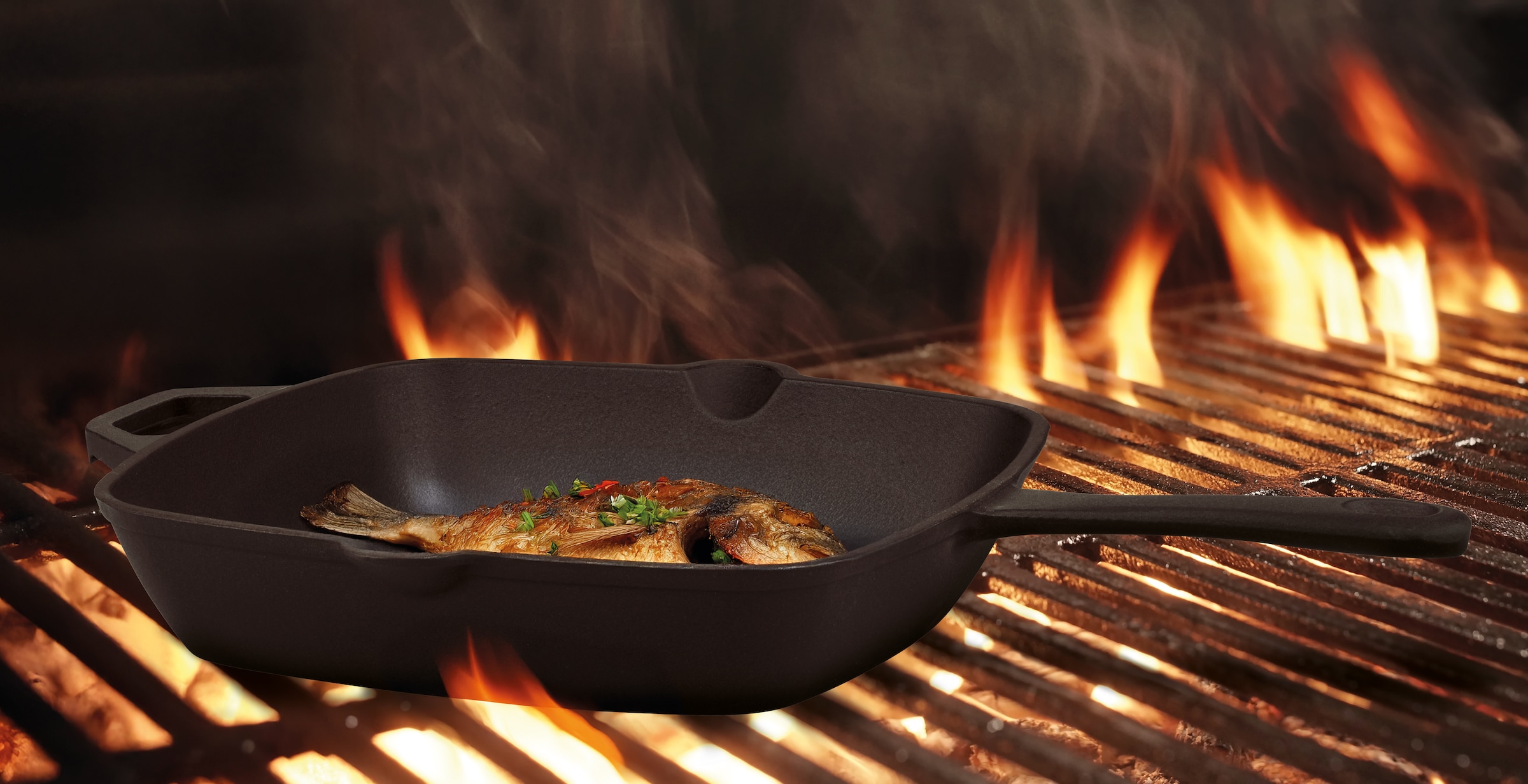 GSW Grillpfanne »Black Iron BBQ« Gusseisen 1 tlg. tlg. Grillpfanne zur Anwendung auf dem Grill, Feuer oder Backofen