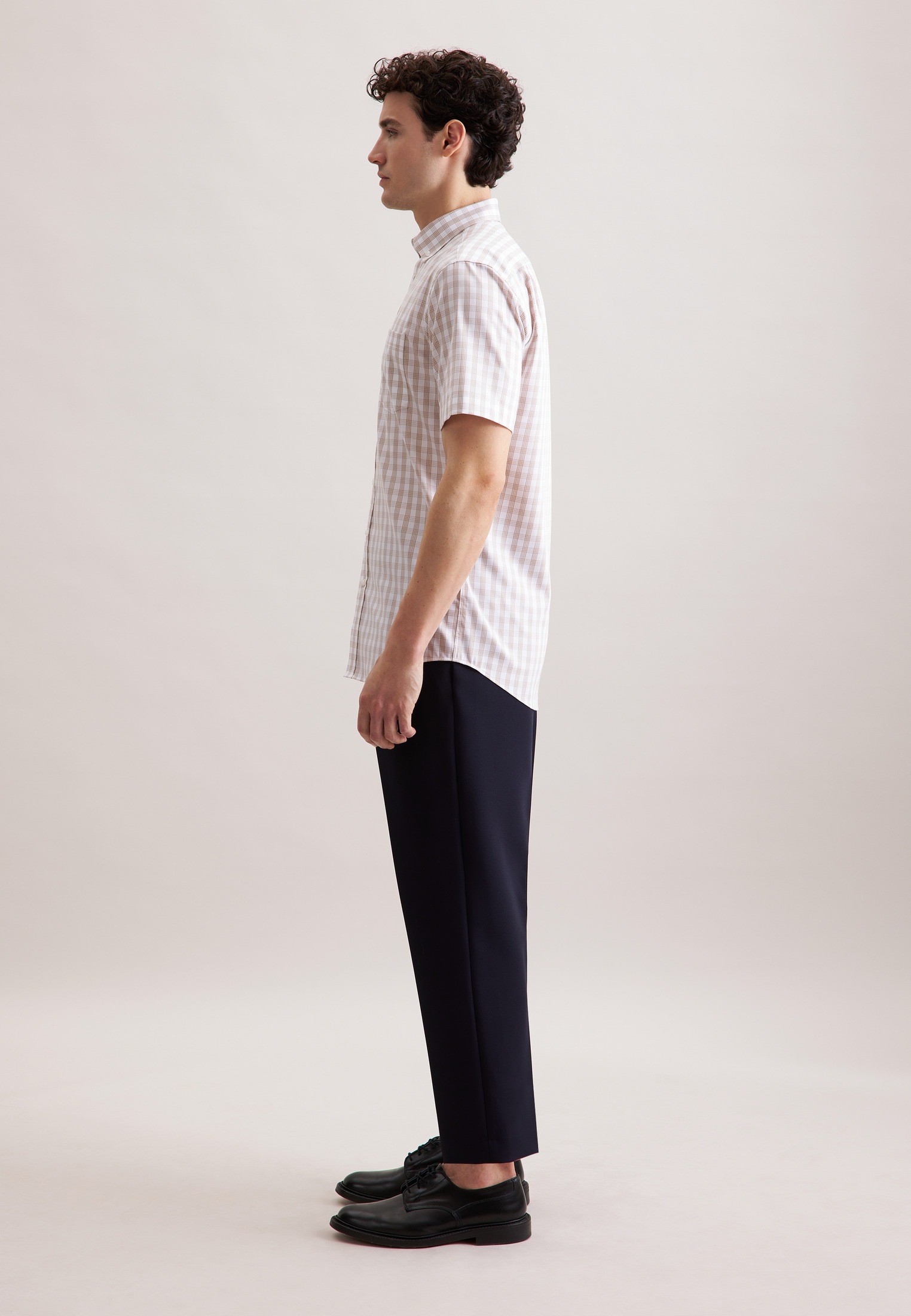 seidensticker Businesshemd »Comfort«, Comfort Kurzarm Button-Down-Kragen Karo