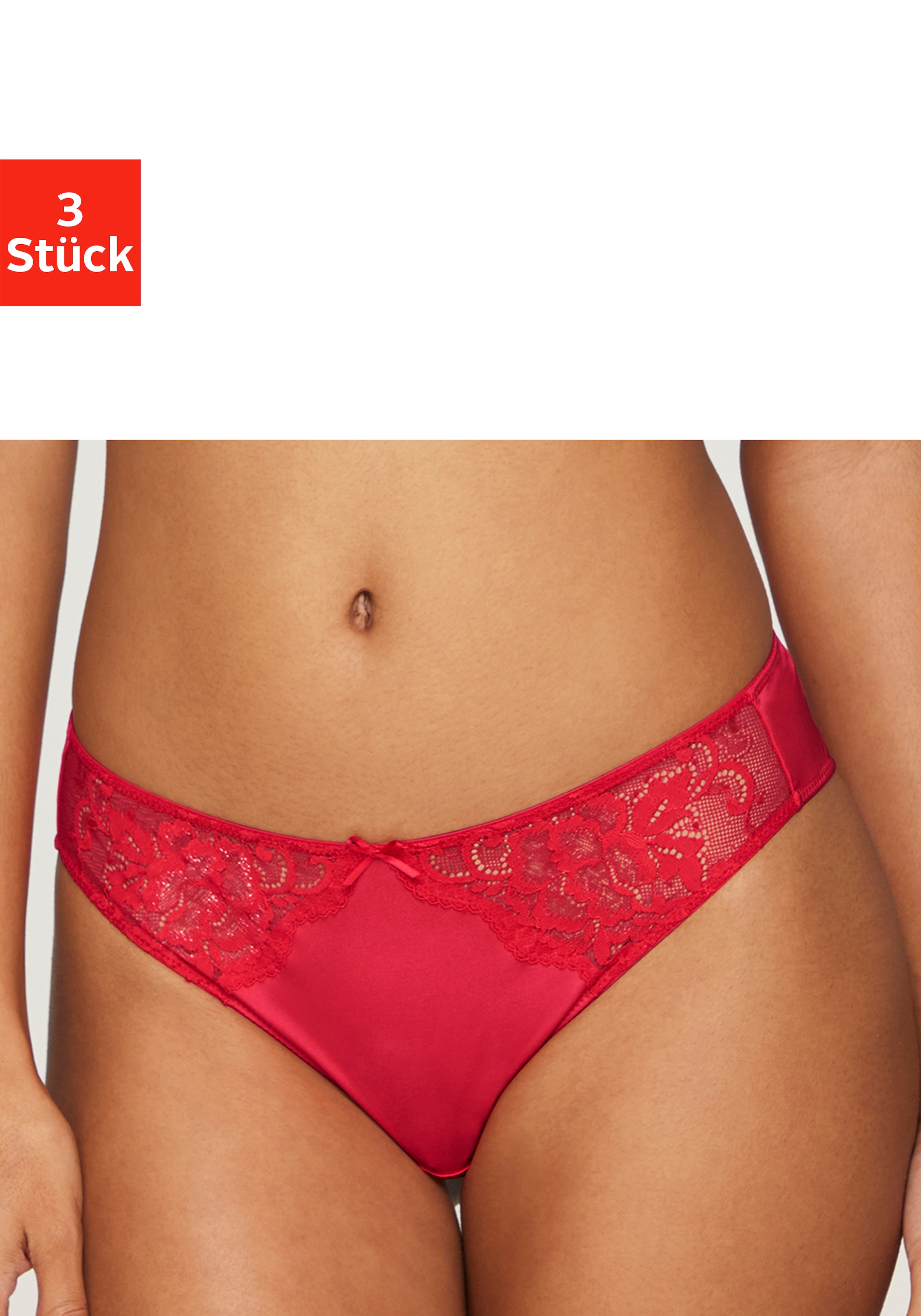 petite fleur by Lascana Slip Packung, 3 Stück,  mit floraler Spitze und weichem Microtouch