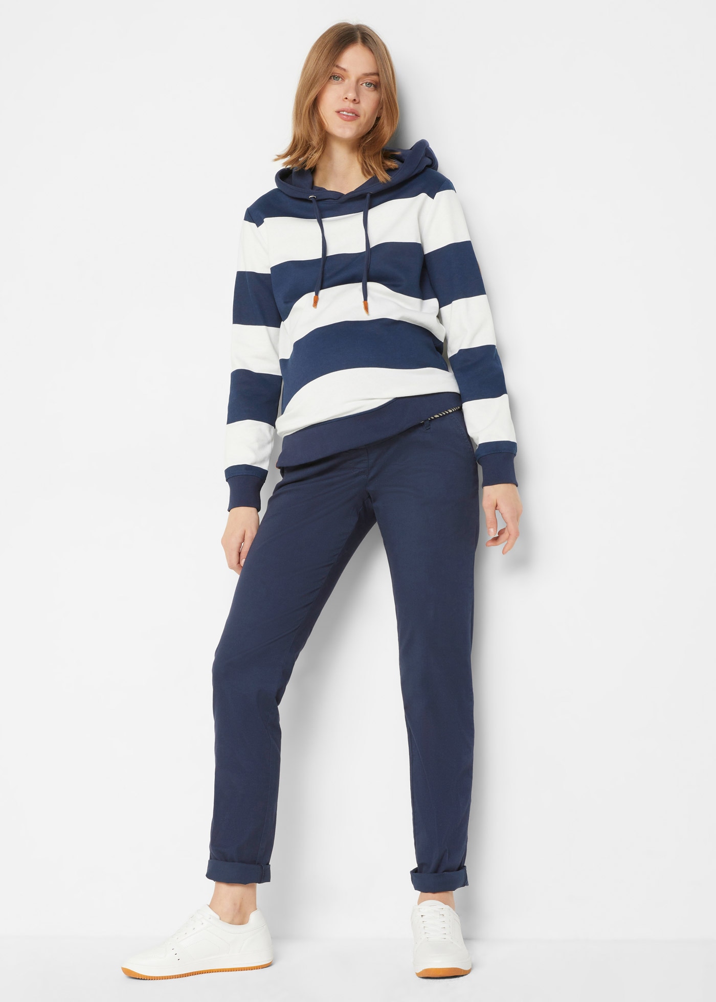 bonprix Kapuzensweatshirt , lockere Passform, gestreiftes Design, aus 100% Baumwolle
