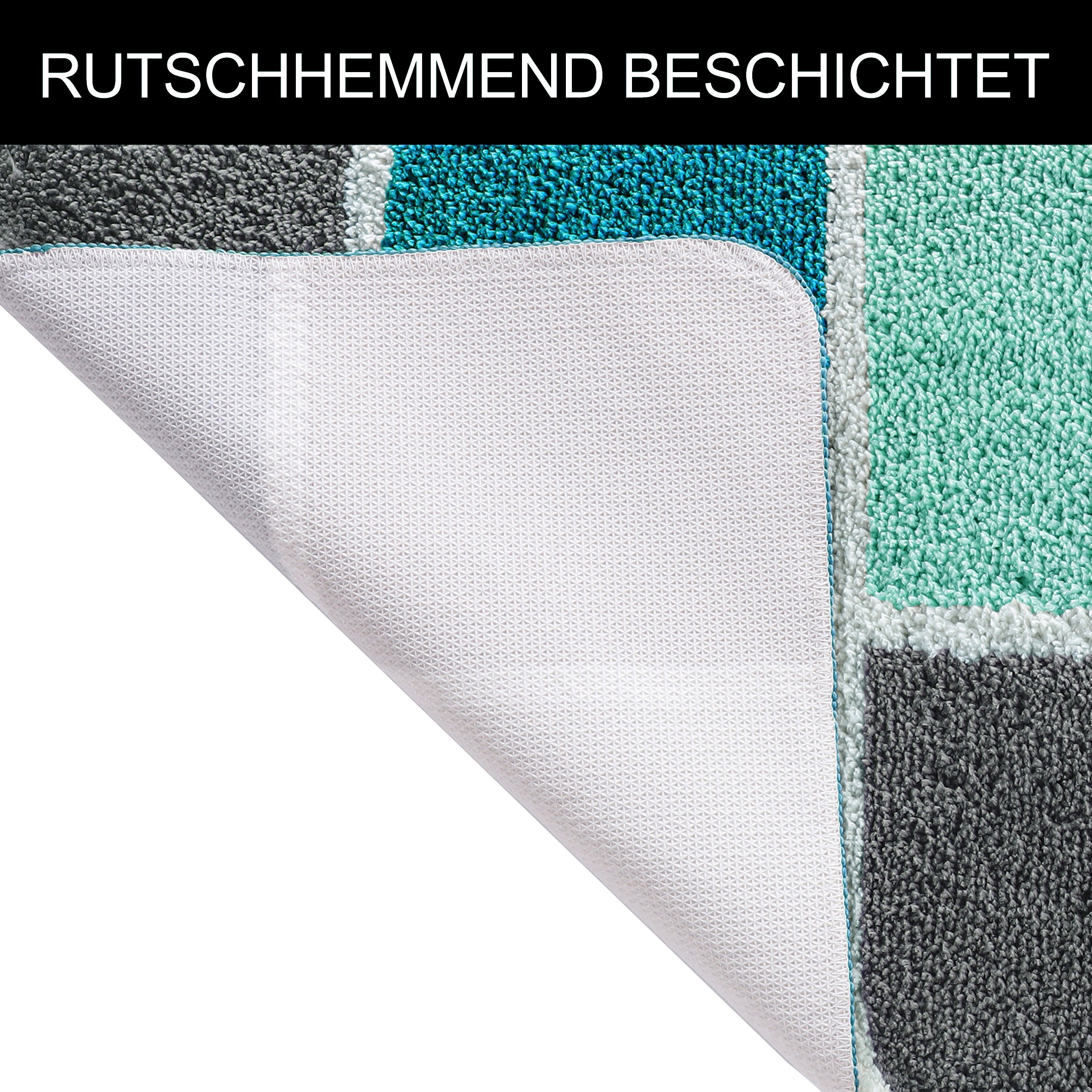 my home Badematte »Anna mit Kachelmuster, Badvorleger, Badezimmer Teppich, Duschvorleger«, rutschhemmend beschichtet, strapazierfähig, Badteppich, Hoch-Tief Effekt, Modern, Weich