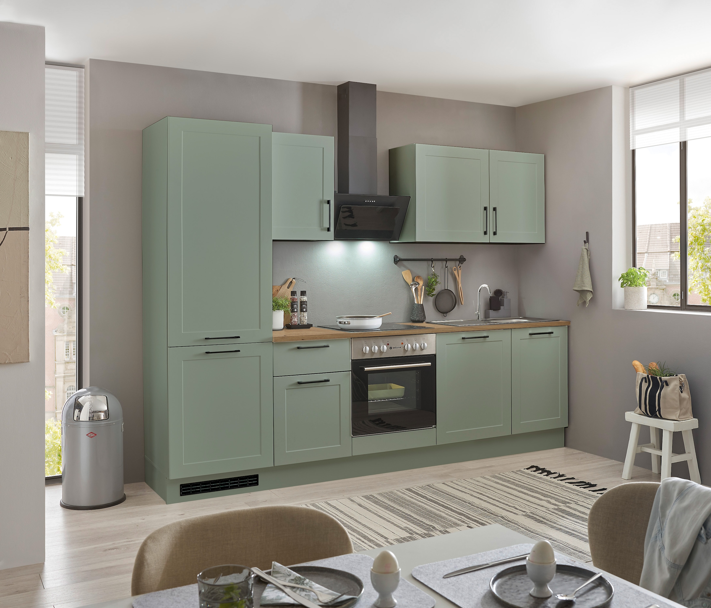 BASIC by Balculina Küchenzeile »Marsi« Breite 280 cm, wahlweise mit E-Geräten, mit Soft-Close-Funktion