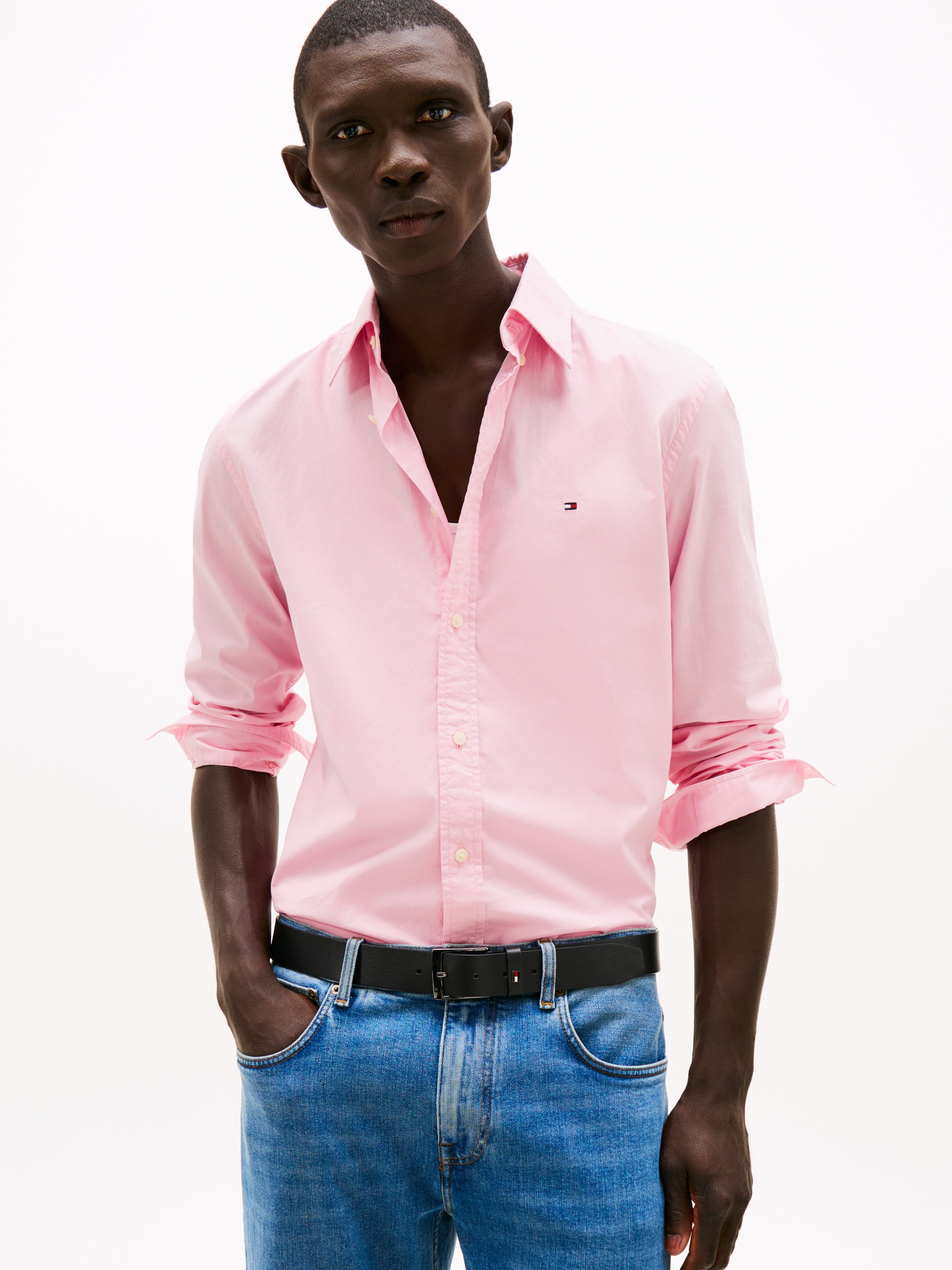 Tommy Hilfiger Businesshemd »FLEX POPLIN SOLID RF SHIRT 1«, mit Logostickerei
