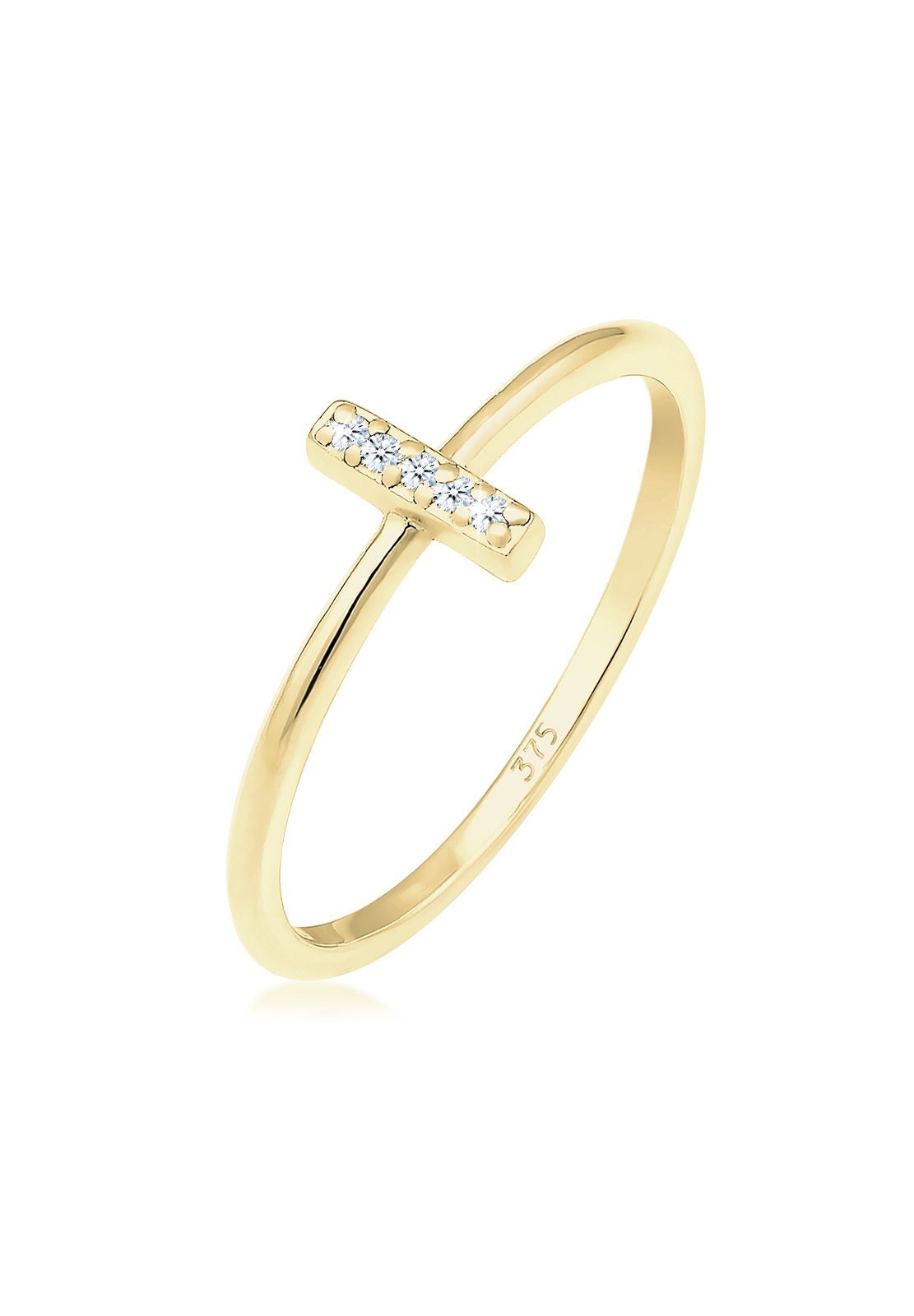 Elli Diamantring »Kreuz Symbol Geo Diamant (0.025 ct.) 375 Gelbgold«