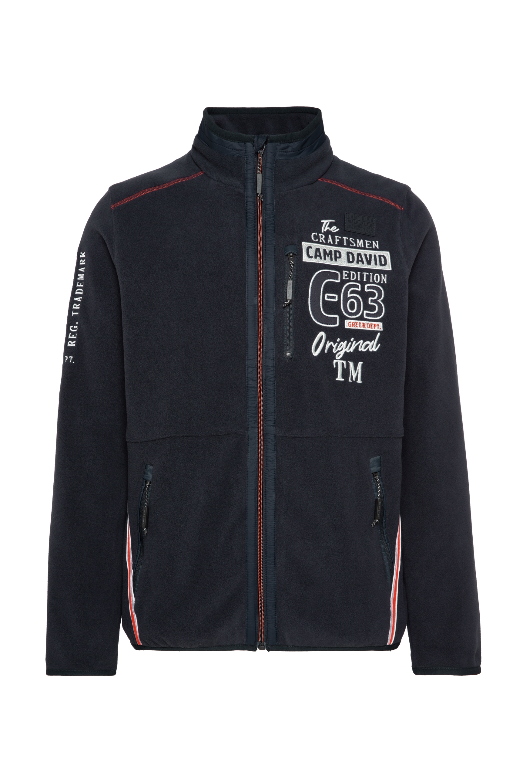 CAMP DAVID Fleecepullover, mit Logostickereien