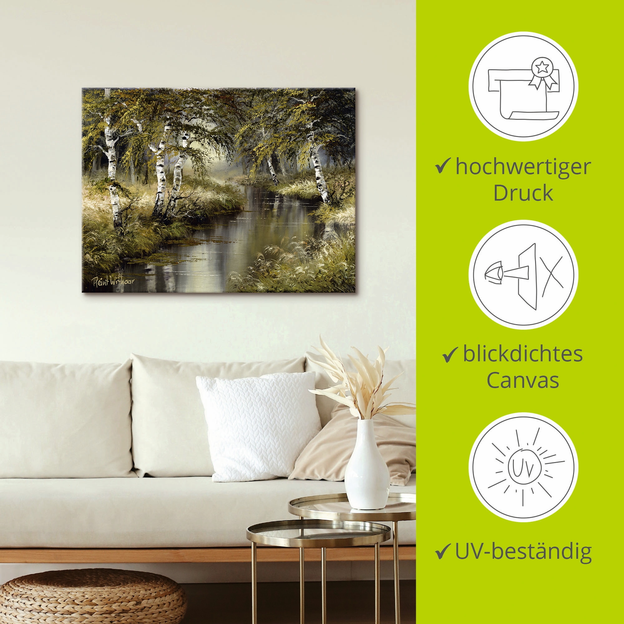 Artland Wandbild »Kanal tief im Wald«, Wald, (1 St.), als Leinwandbild, Poster, Wandaufkleber in verschied. Größen