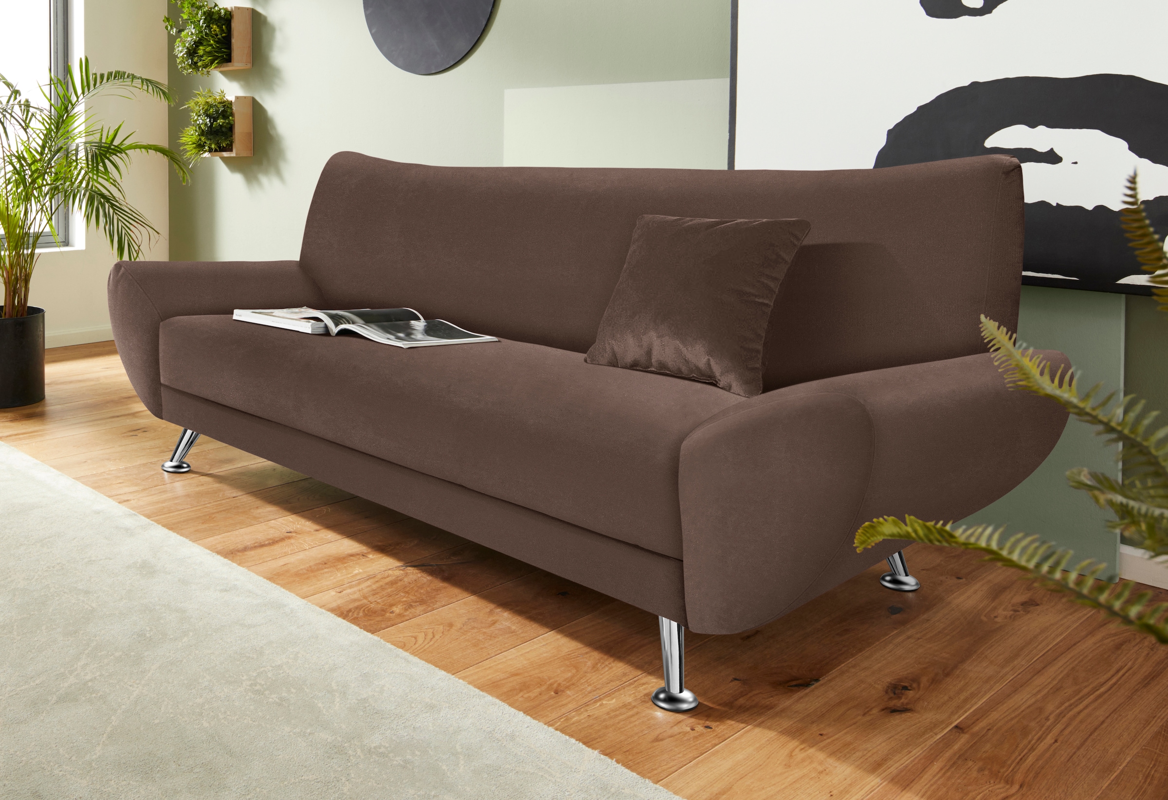 Home affaire 3-Sitzer »Saltare elegant & komfortabel, toller Designfuß, bequem, Breite 205cm«