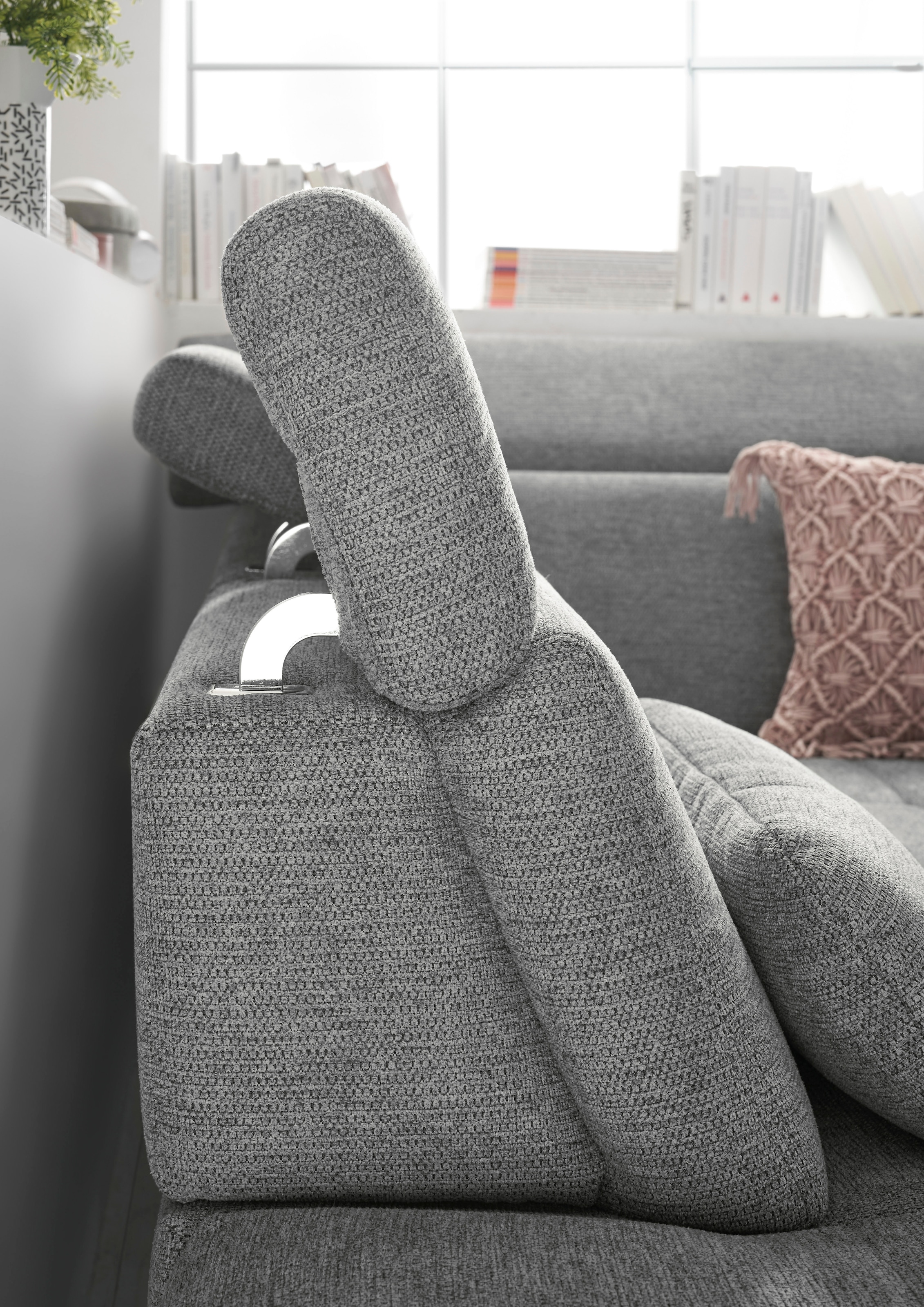 set one by Musterring Ecksofa »SO 3400 Sitzhöhe 47cm oder 49cm, Sitztiefe verstellbar, B/T 317/220 cm«, Kaltschaumpolsterung, Flachgewebe, whlw. mit Funktionen, Sitzhöhe 49