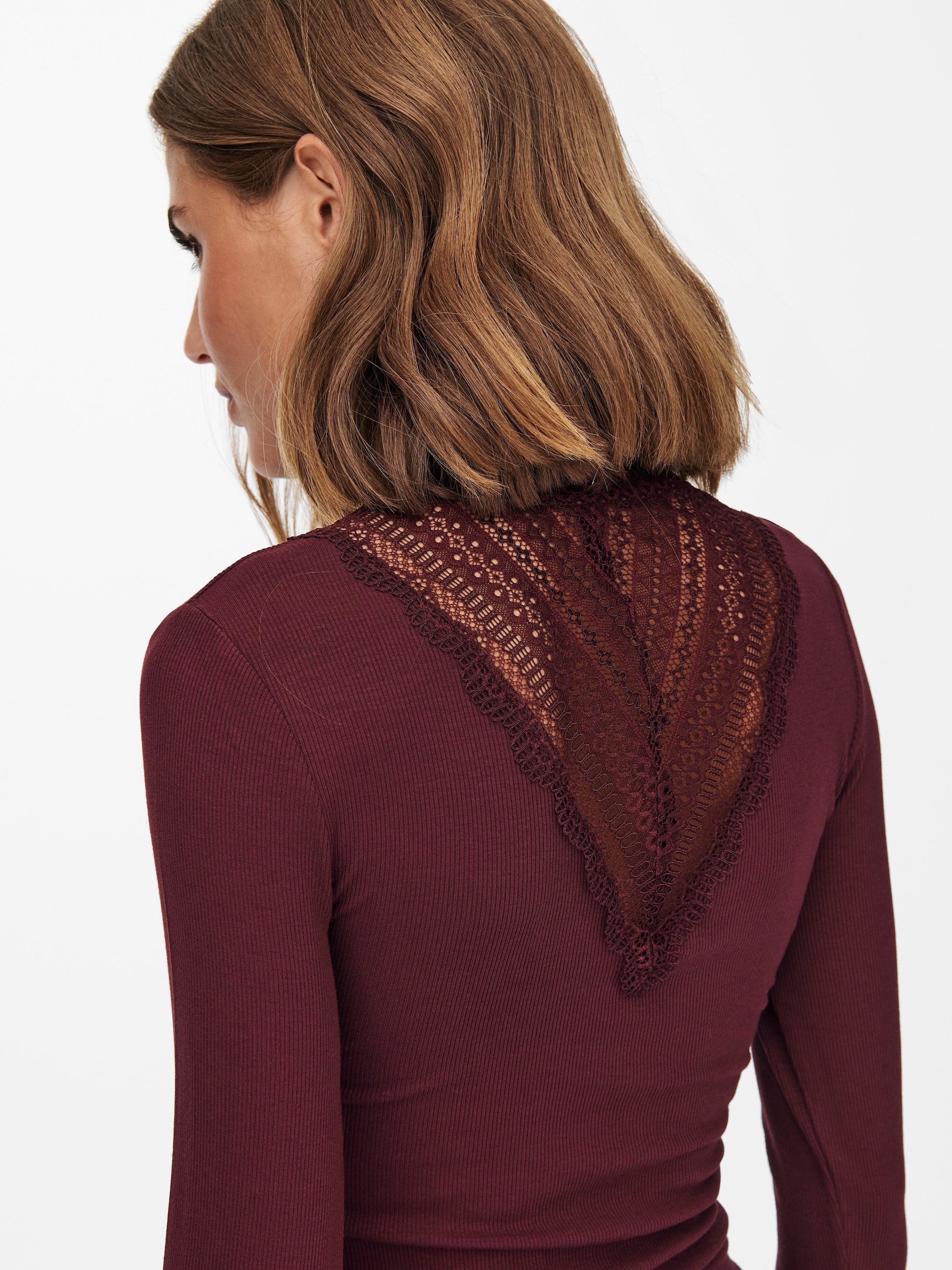 ONLY Spitzenshirt »ONLTILDE L/S HIGH NECK LACE TOP JRS«