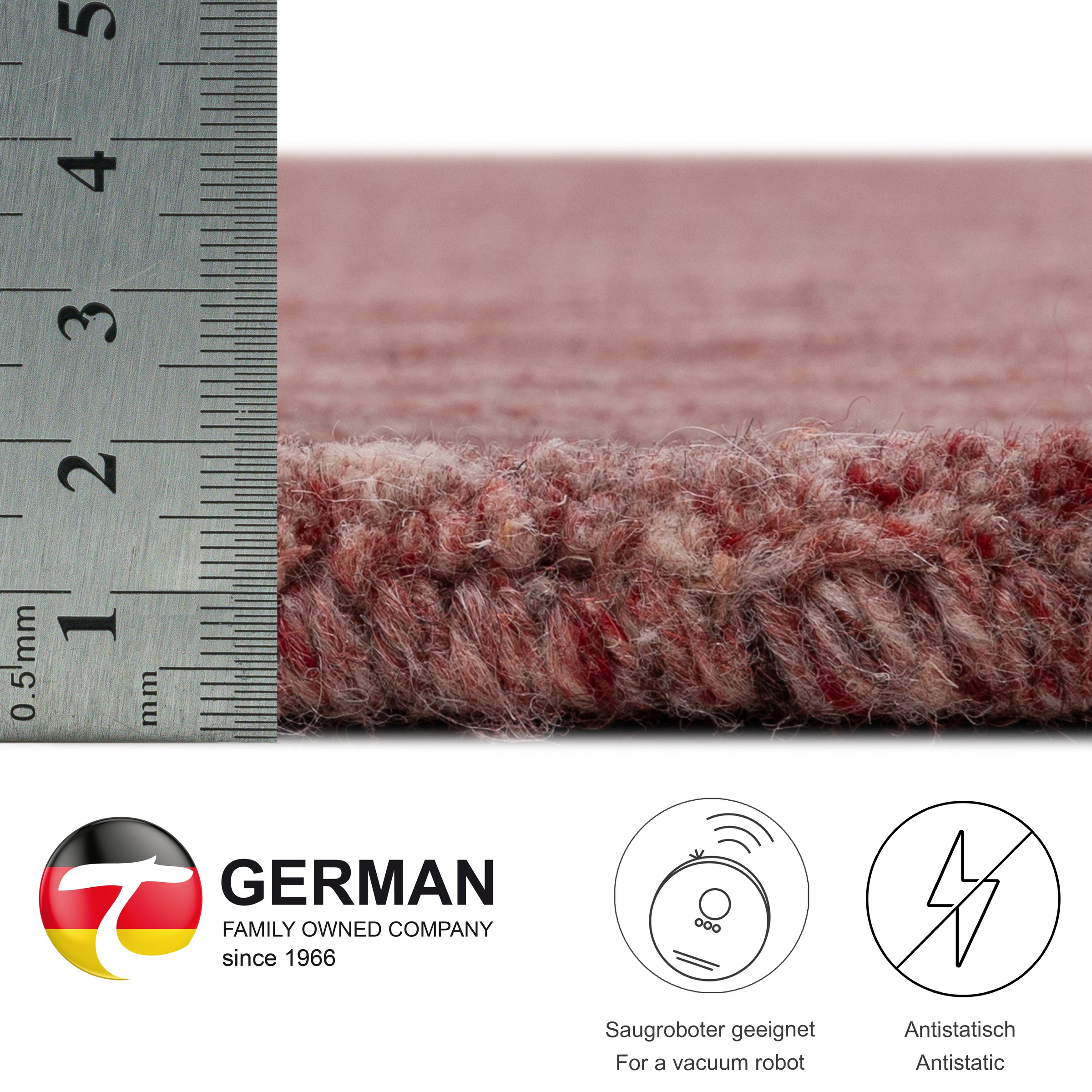 THEKO Wollteppich »Pure UNI«, rechteckig, 14 mm Höhe, Handwebteppich, meliert, reine Wolle, handgewebt