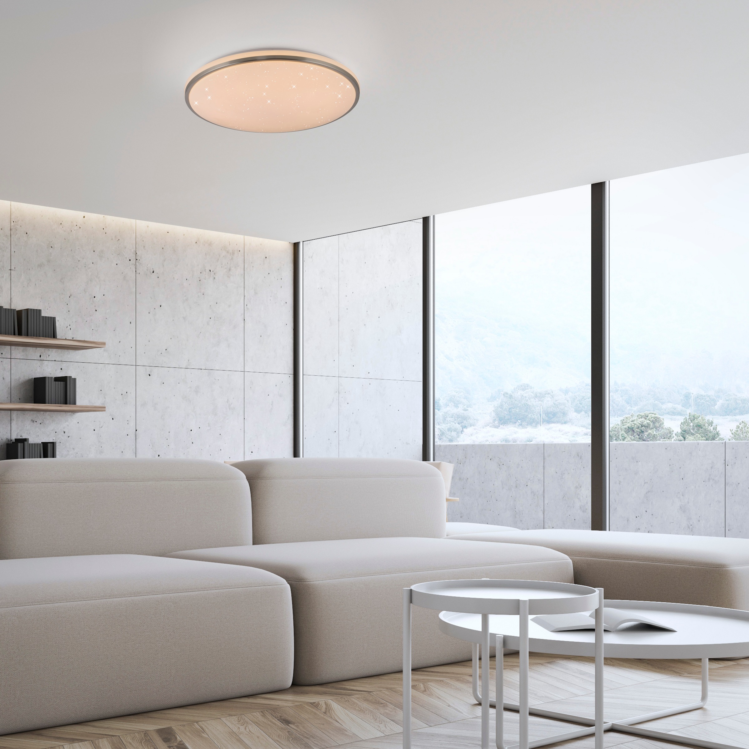 JUST LIGHT LED Deckenleuchte »KYLE« LED-Board 1 Stk. Warmweiß 3-Stufen Dimmer (100%-50%-10%) Starrysky, Memoryfunktion