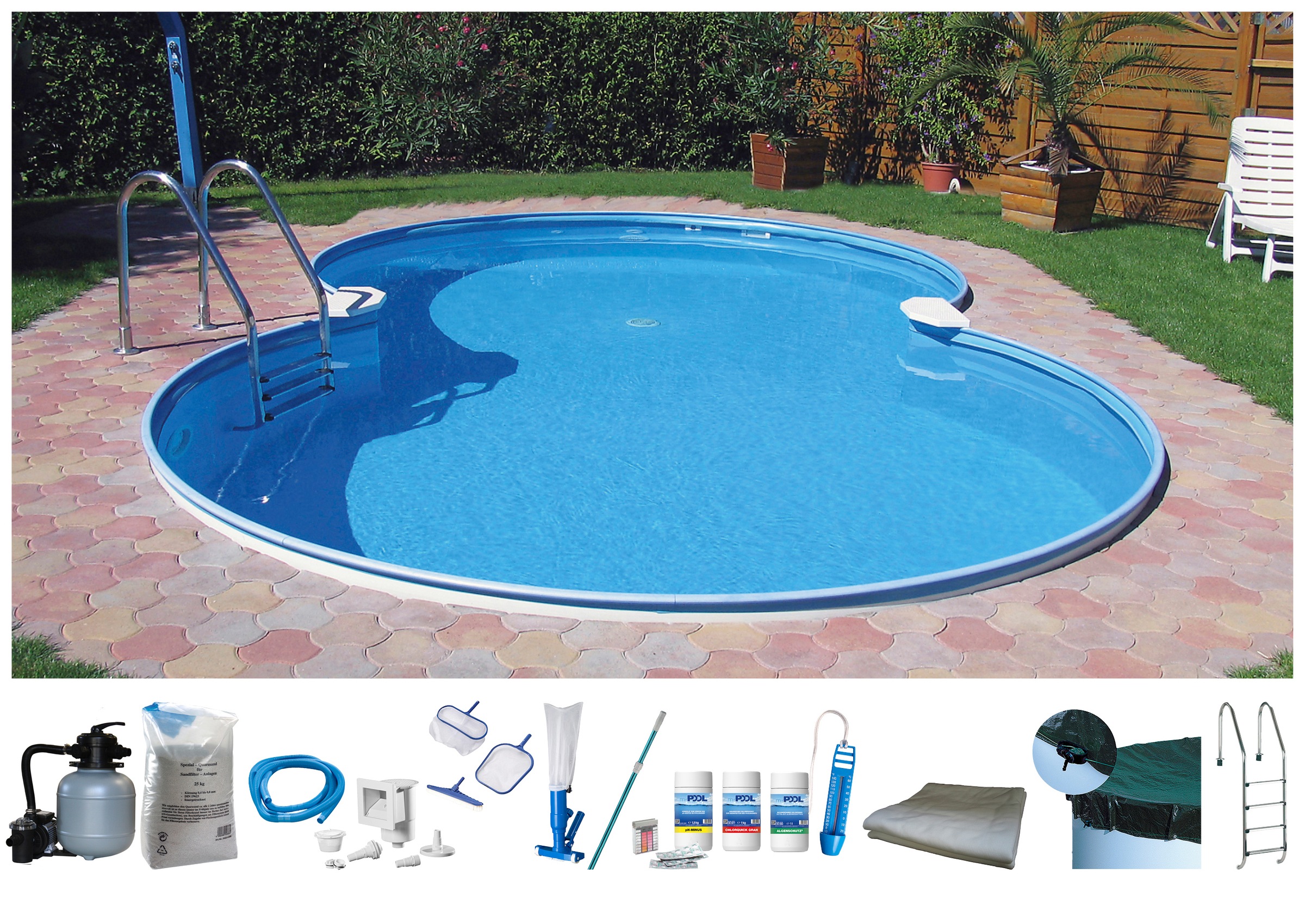 BWT MY POOL Achtformpool, (Set), 10-tlg., BxLxH: 320x525x150 cm