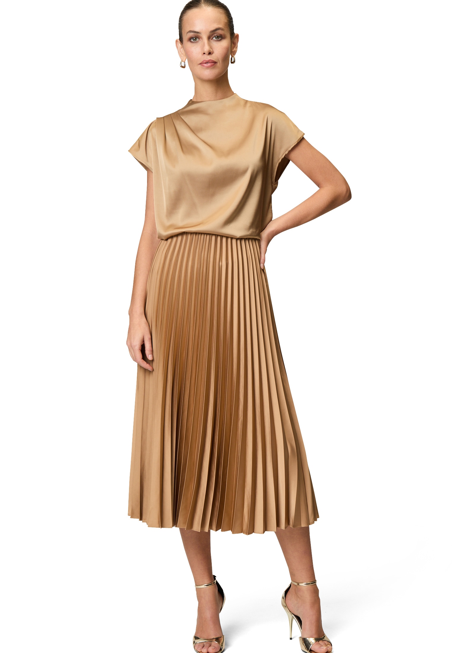Zero Satinrock »Satin-Rock Midi mit Plisseefalten«
