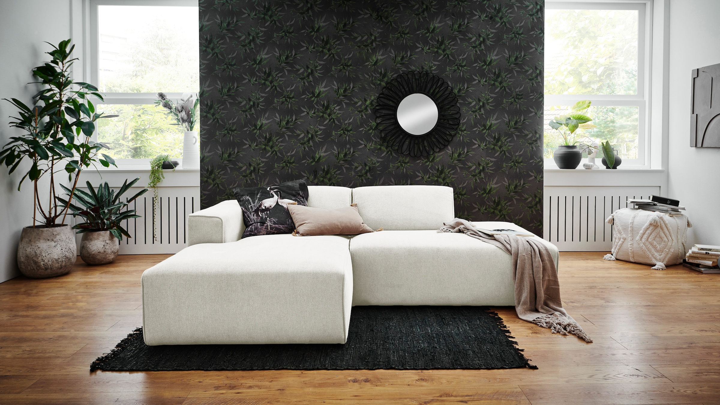 andas Ecksofa »Noord«, mit Kedernaht, Breite 227 cm, Cord, Struktur