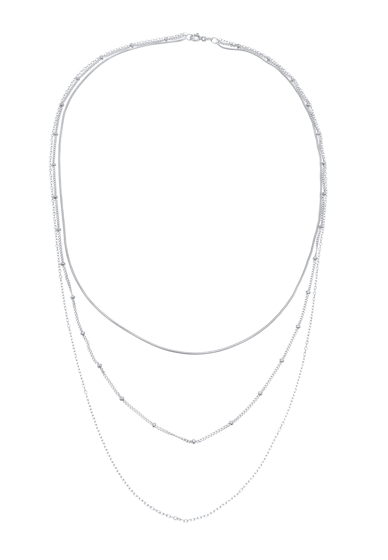 Elli Silberkette »Halskette 3-reihige Schlangen Kugel Basic Design 925 Silber«
