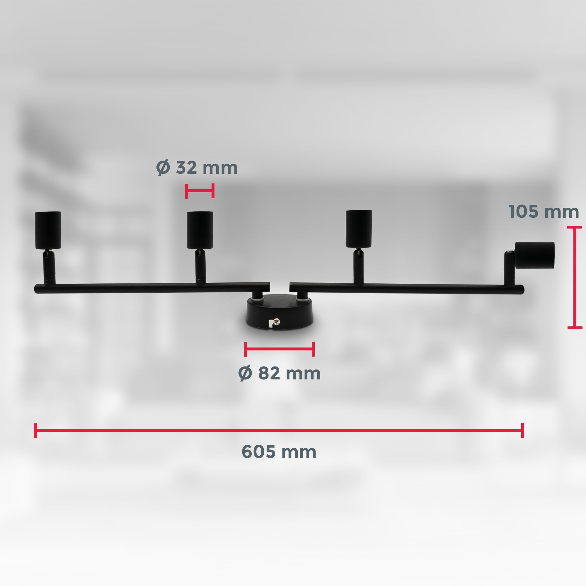 B.K.Licht LED Deckenspots »BKL1546 Deckenlampe schwenkbar, Deckenstrahler, GU10 Fassung« GU10 1 Stk. Warmweiß 3.000K, 260Lm, 2,9 Watt, 60x10,5 cm, Matt-Schwarz