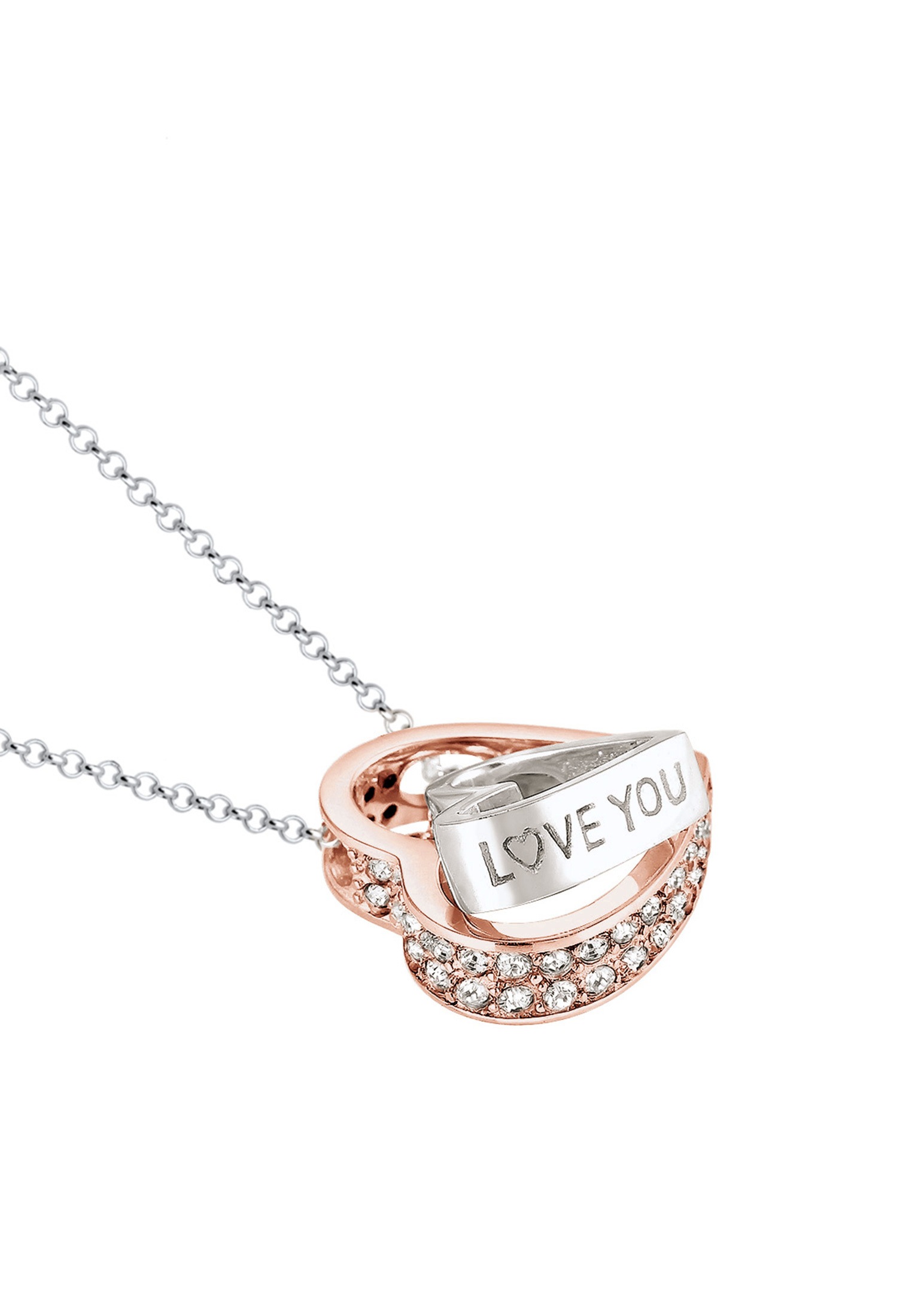 Elli Silberkette »Halskette Herz Weiß 925 Sterling Silber, mit Kristallen von Swarovski® Bicolor, mit Kristallen von Swarovski®«