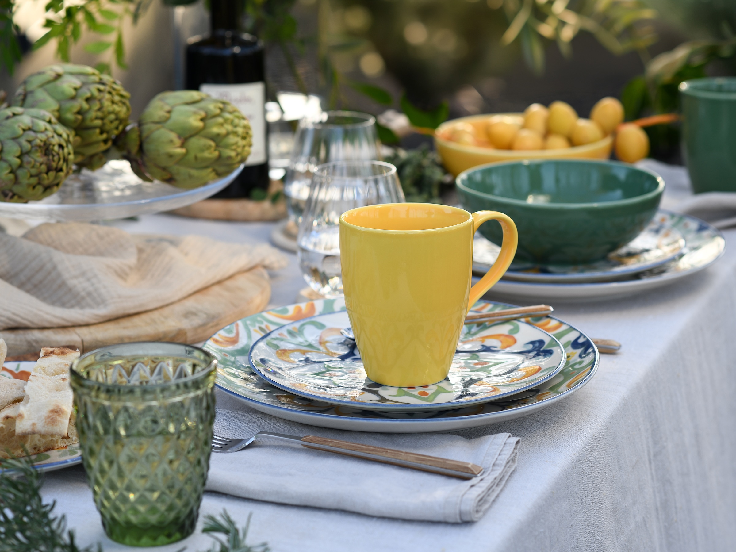 CreaTable Kombiservice »Giardini, Geschirr-Set, 16-tlg.« Mediterrane Leichtigkeit, Fliesen- und Keramikmotive