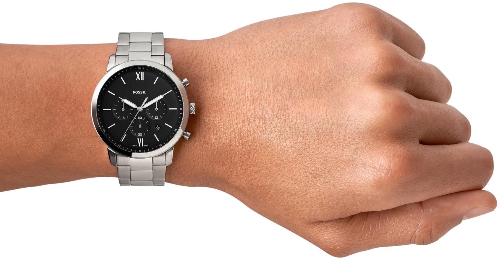 Fossil Chronograph »NEUTRA«, Quarzuhr, Armbanduhr, Herrenuhr, Edelstahlarmband, analog, Tag