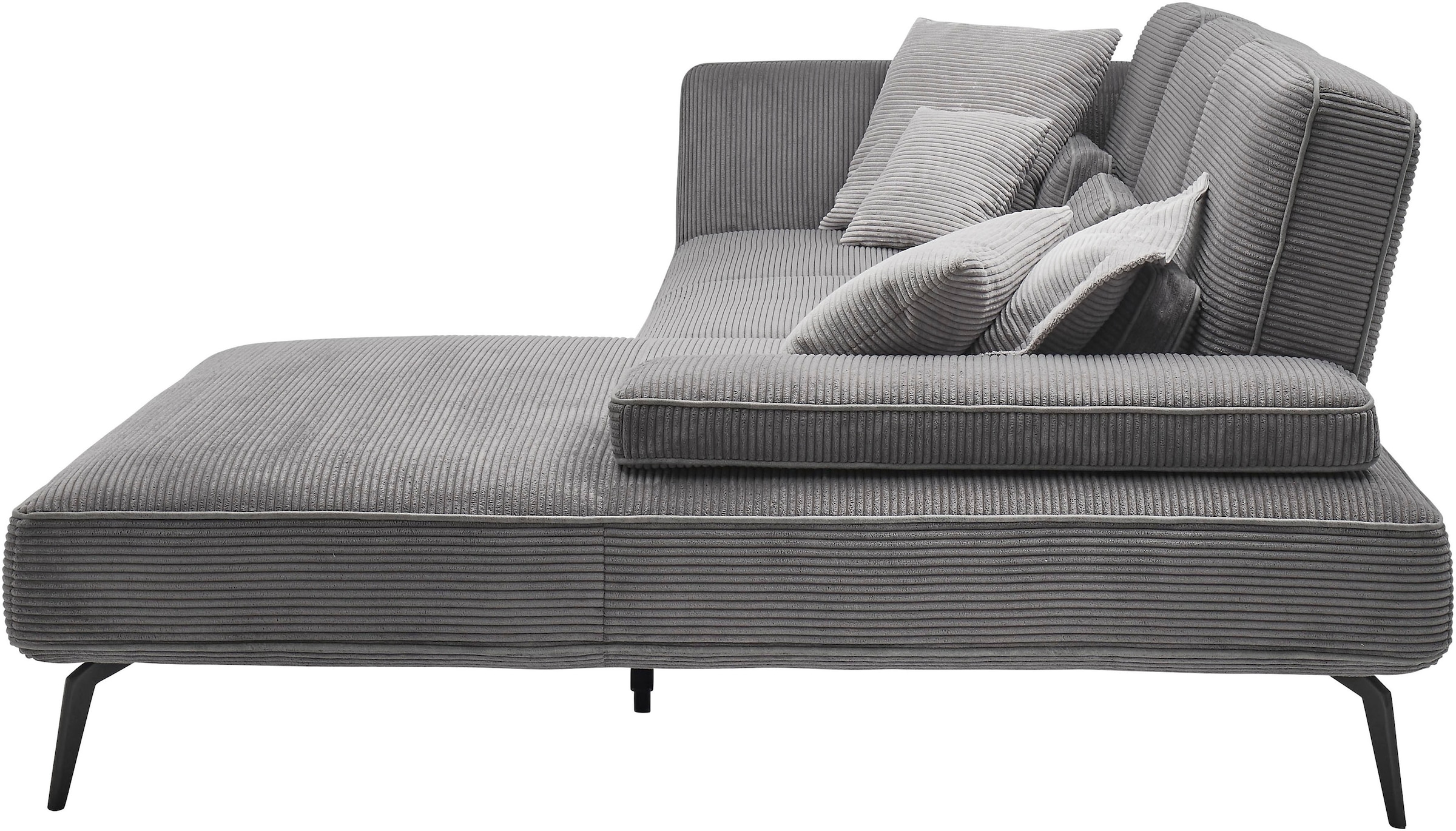 set one by Musterring Ecksofa »SO 4500, Füße schwarz matt, inkl Schwenkrückenfunktion, Cord, L-Form«, wahlweise mit Kopfstütze/Armteilverstellung/Rückenneigung