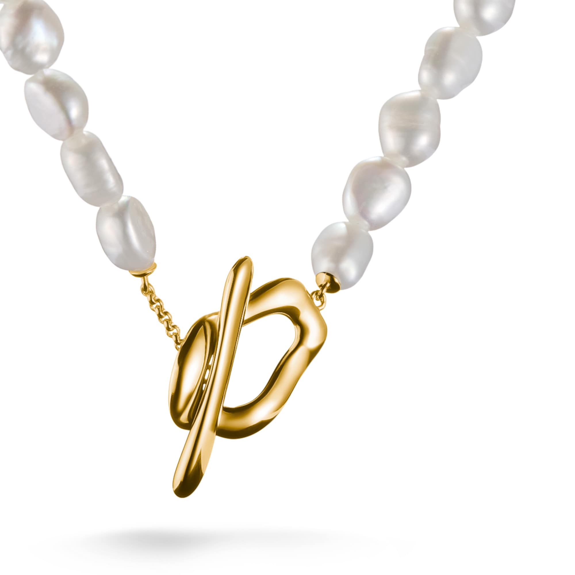 THOMAS SABO Kette mit Anhänger »Natural Beauty Perlenkette mit organischem Verschluss, Bold Elegance« mit Süßwasserzuchtperle