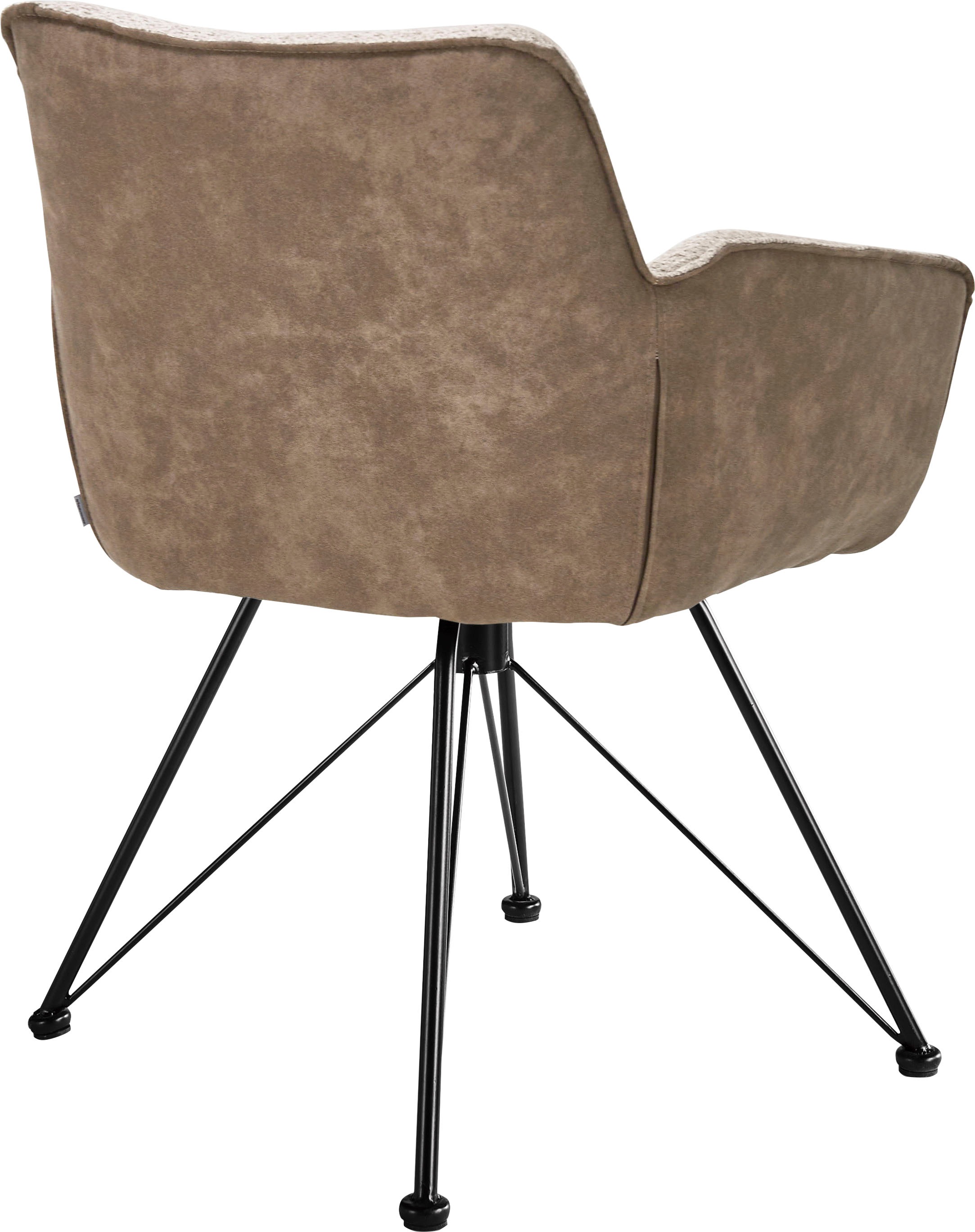 set one by Musterring Esszimmerstuhl »Frisco-B«, (Set), 2 St., Microfaser-Chenille, Bezug innen Chenille und außen Microfaser, Design-Gestell schwarz