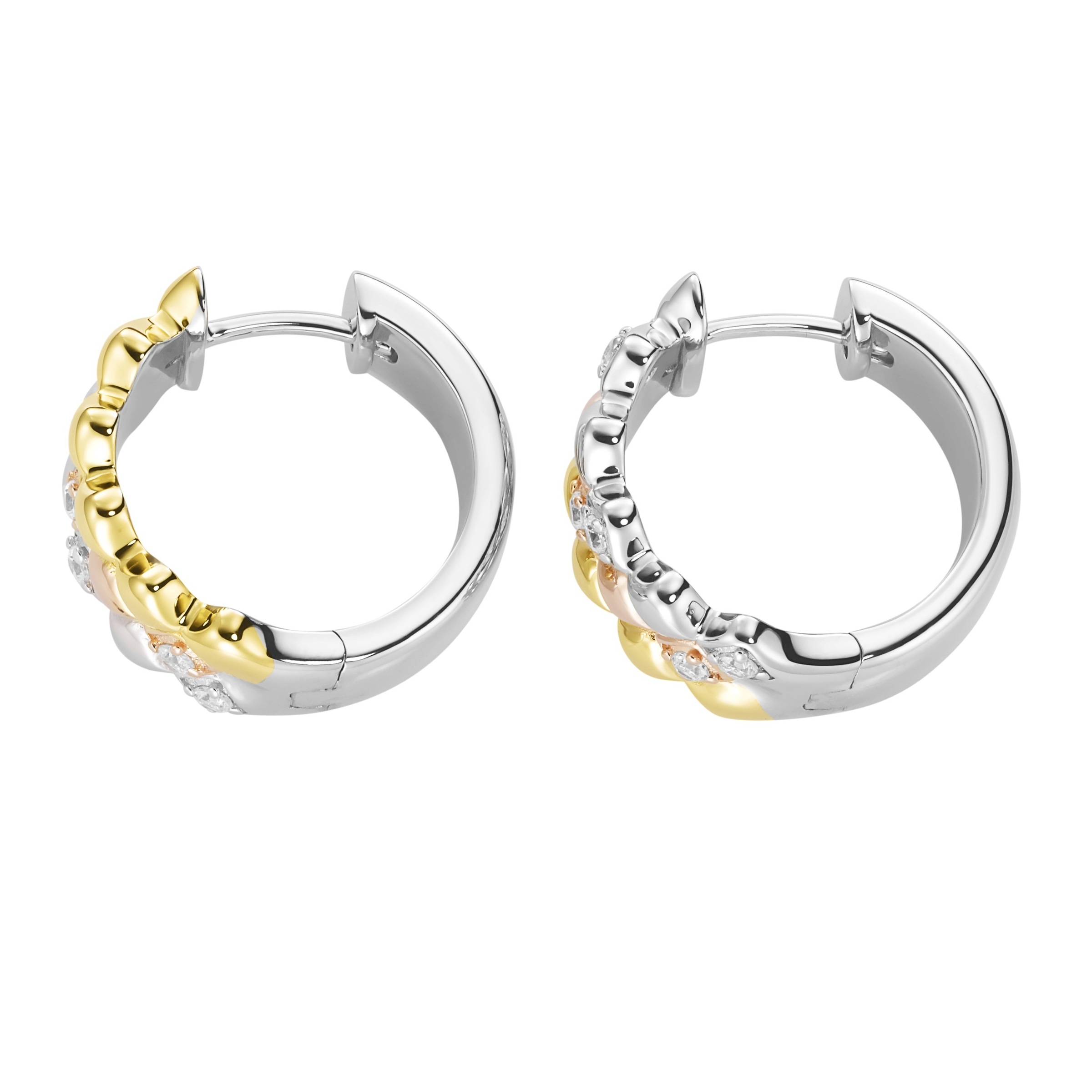 GIORGIO MARTELLO MILANO Paar Creolen »Klappcreolen mit Zirkonia, tricolor, Silber 925«