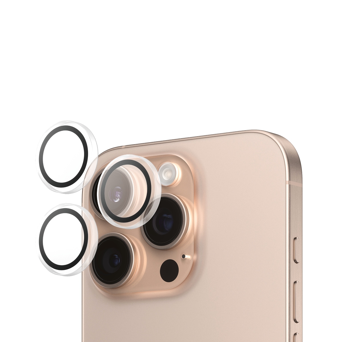 PanzerGlass Kameraschutzglas »Hoops Camera Lens Protection«, für Apple iPhone 16 Pro-Apple iPhone 16 Pro Max, (3 St.), Lens Cover, Schutzfolie, Schutzglas, kratz- & stoßfest
